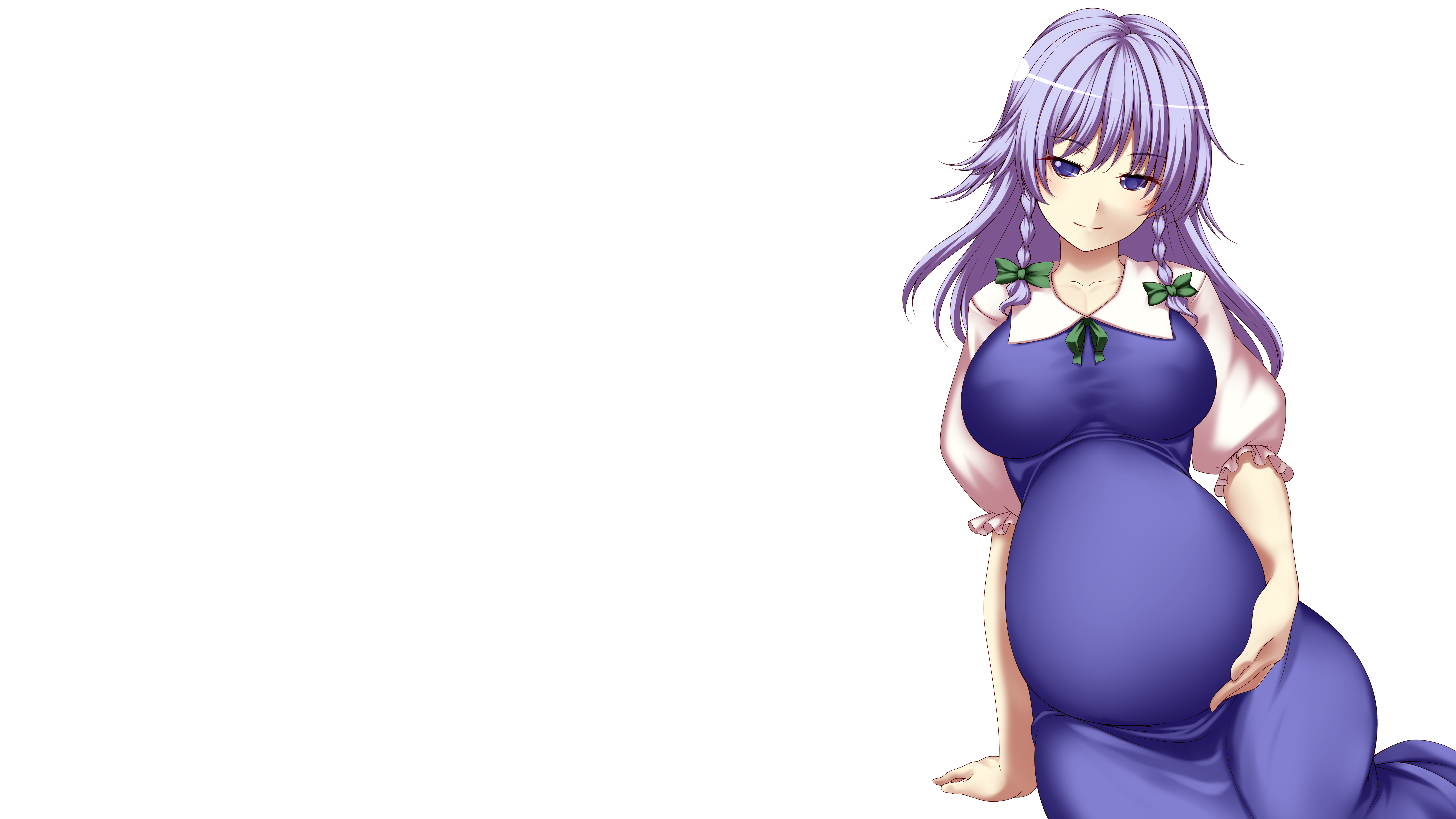Sakuya Izayoi Girl Touhou Purple Hair Purple Eyes Dress Purple Dress Pregnant 6432x3618