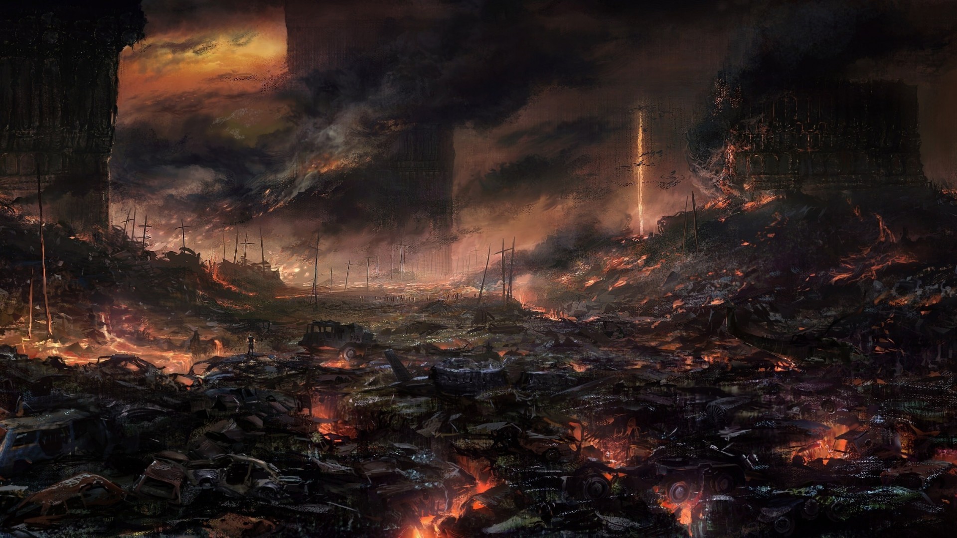 Artwork Apocalyptic Fire Wasteland 1920x1080