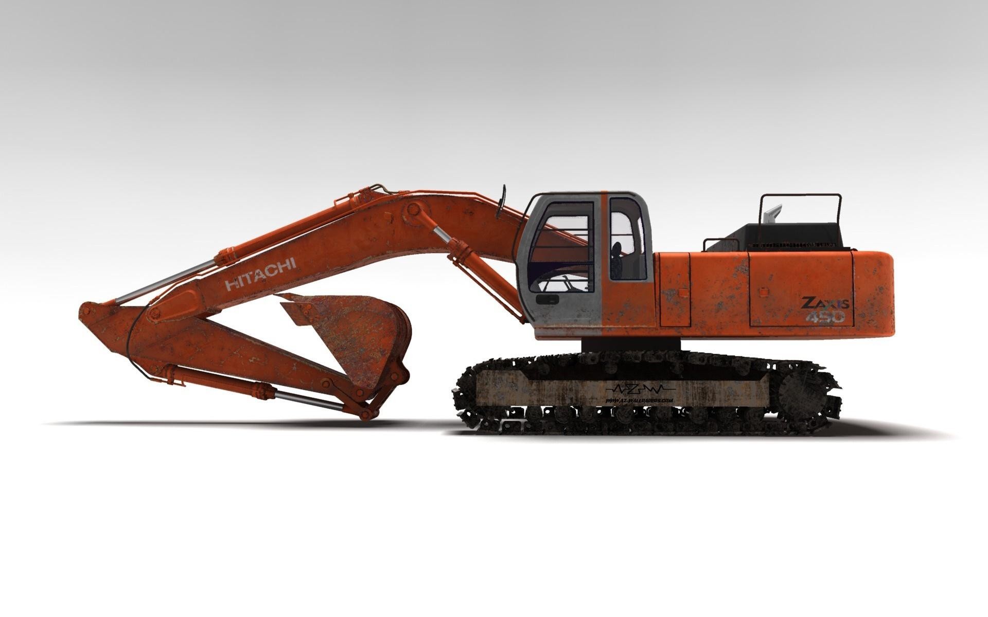 Machine Excavators Vehicle Simple Background Numbers 1920x1200