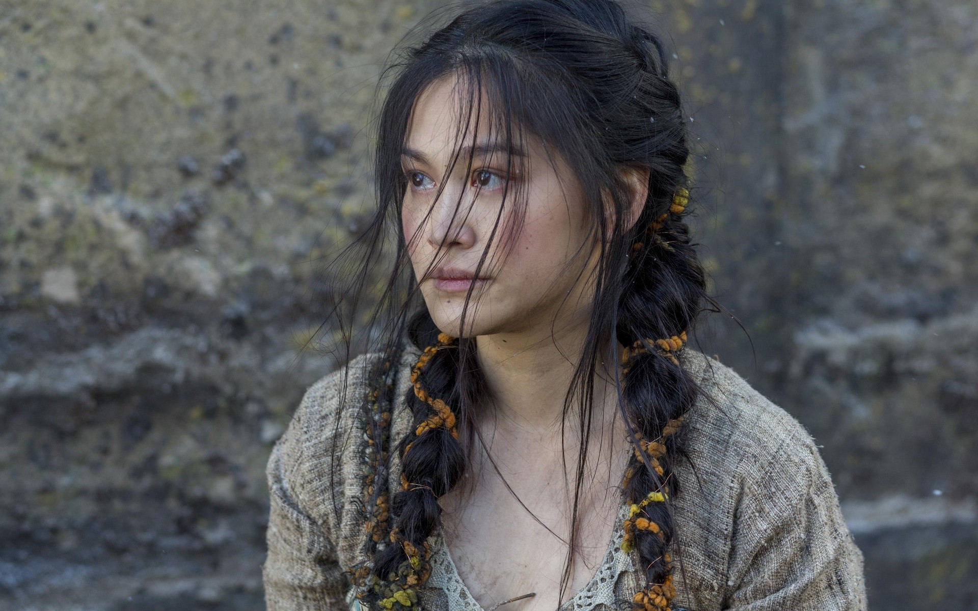 Women Brunette Actress Dianne Doan Vikings TV Series Twintails Face TV Hair In Face 1920x1200