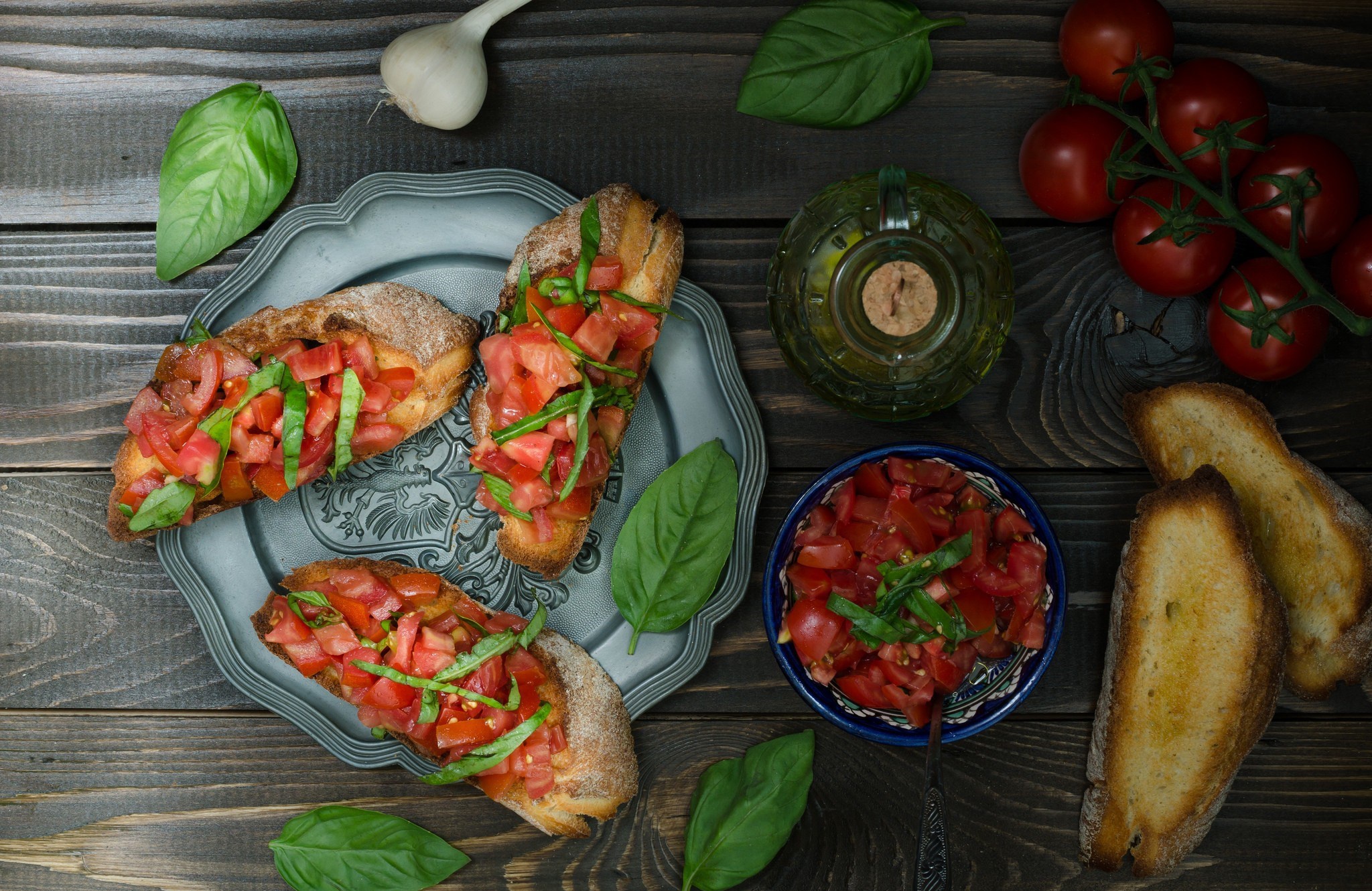 Food Still Life Tomatoes Baguette Bread 2048x1330