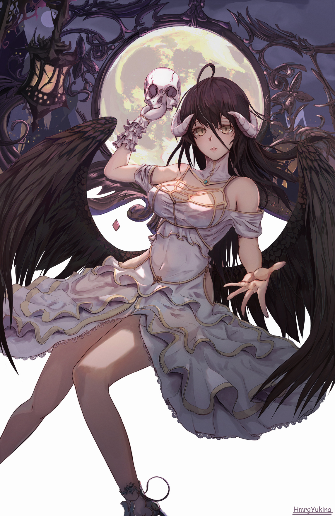 Halloween Albedo OverLord Dress Heels Horns Overlord Anime Wings Black Wings 1144x1758