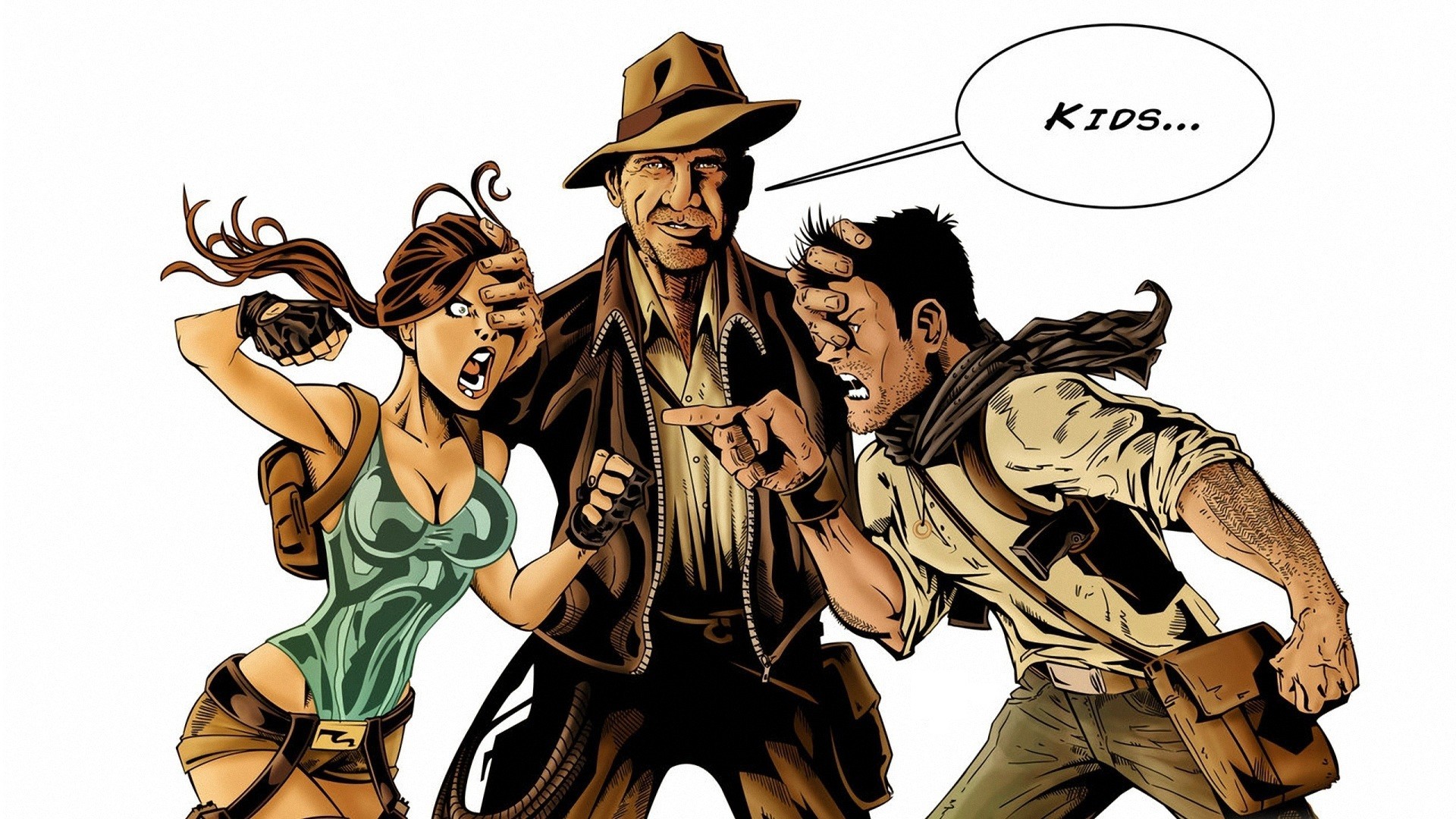 Tomb Raider Uncharted Indiana Jones Lara Croft Humor Nathan Drake Adventurers 1920x1080