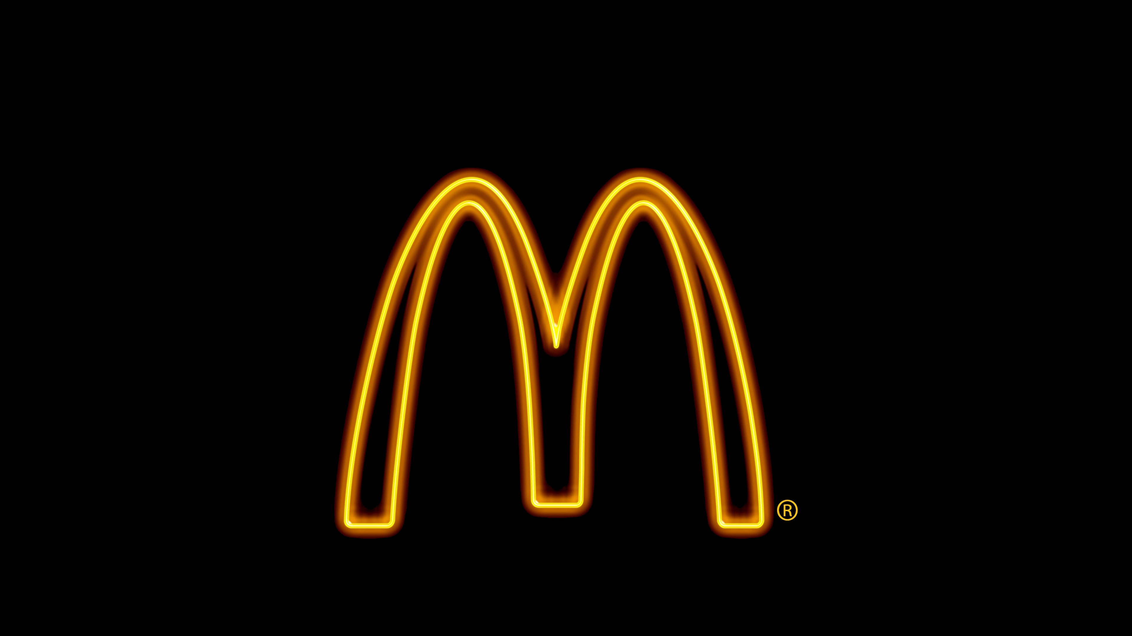 Fast Food Sign Neon Simple Background McDonalds Logo 3840x2160