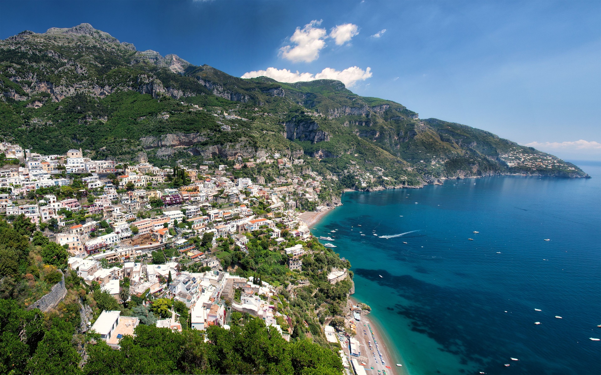 Coast Coastline Italy Positano Amalfi Village 1920x1200