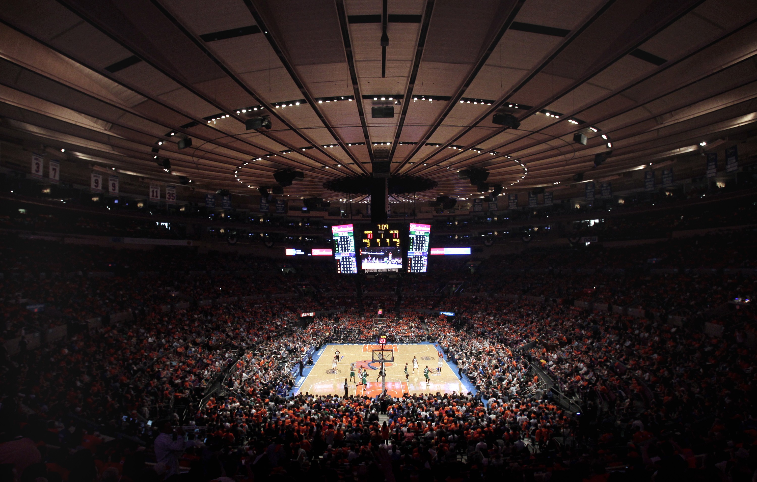 NBA Basketball New York City New York Knicks Boston Boston Celtics Sports Basketball Court 3000x1911
