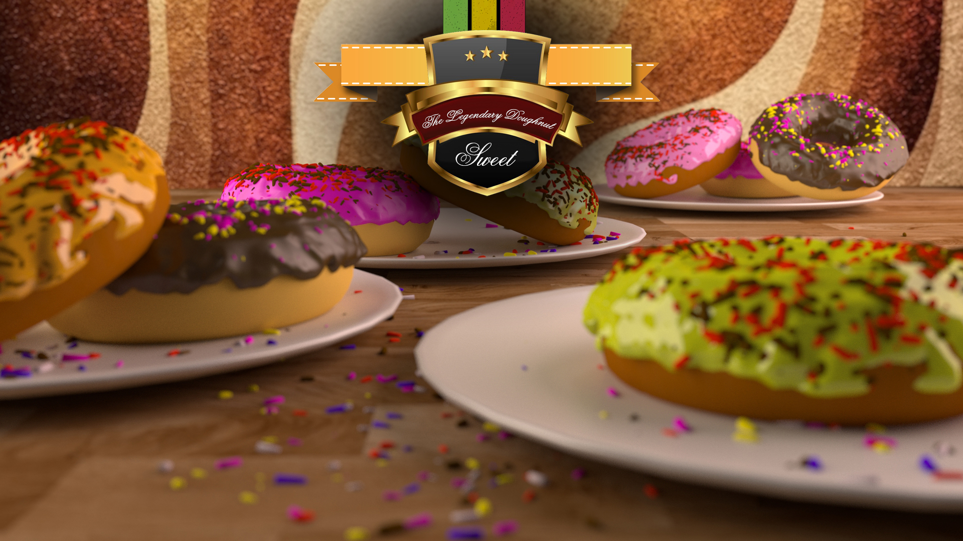 Doughnut Doughnuts Blender Logo Colorful Plates Food 1920x1080