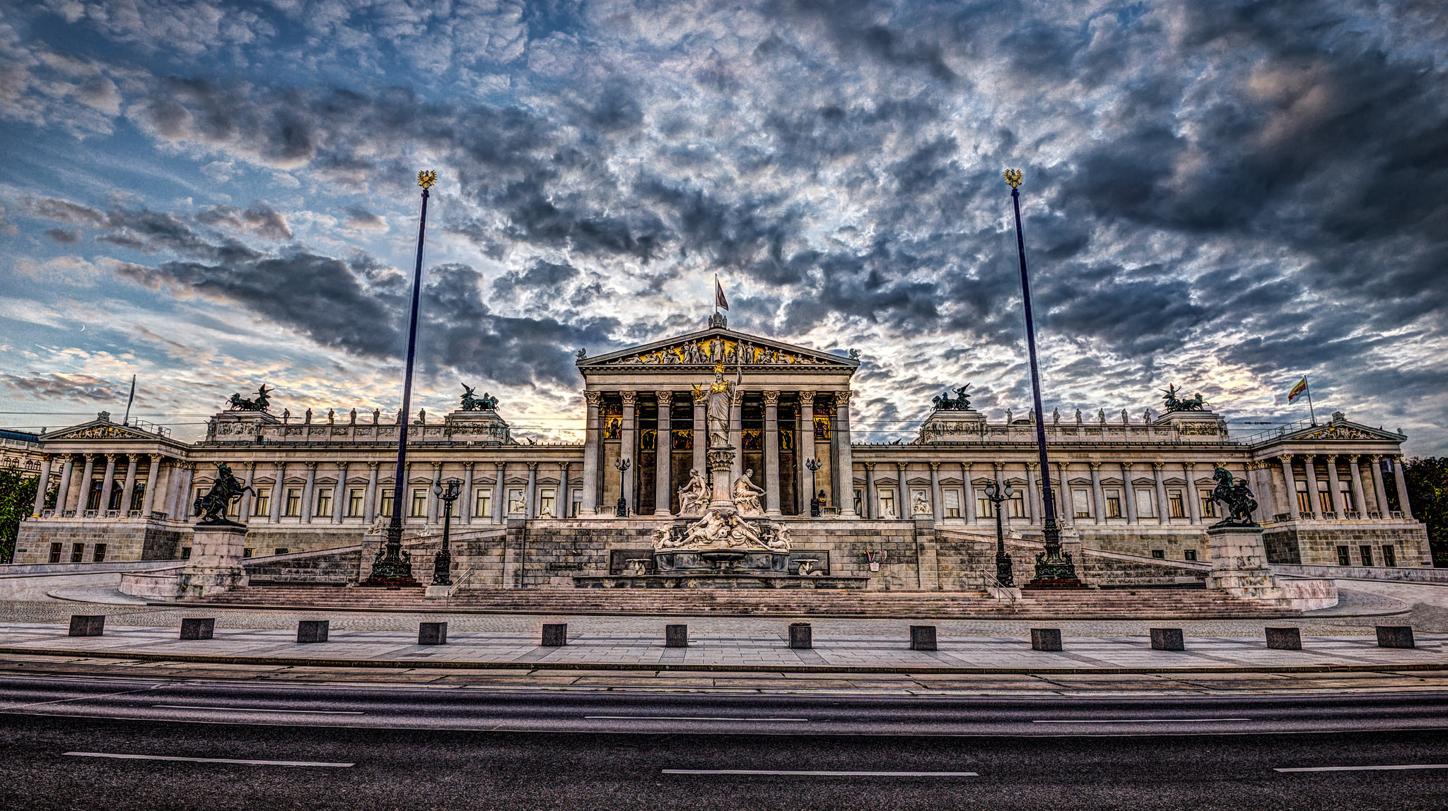 Vienna Austria Austria Parliament Architecture Monument Building Cloud HDR 2048x1148