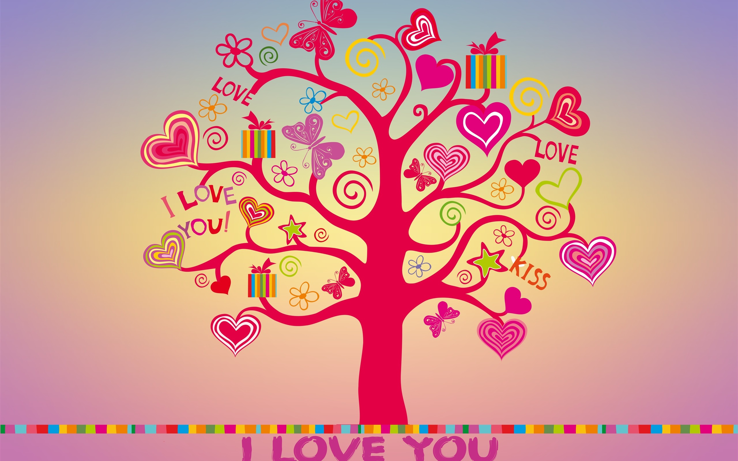 Love Note Colorful Trees 2560x1600