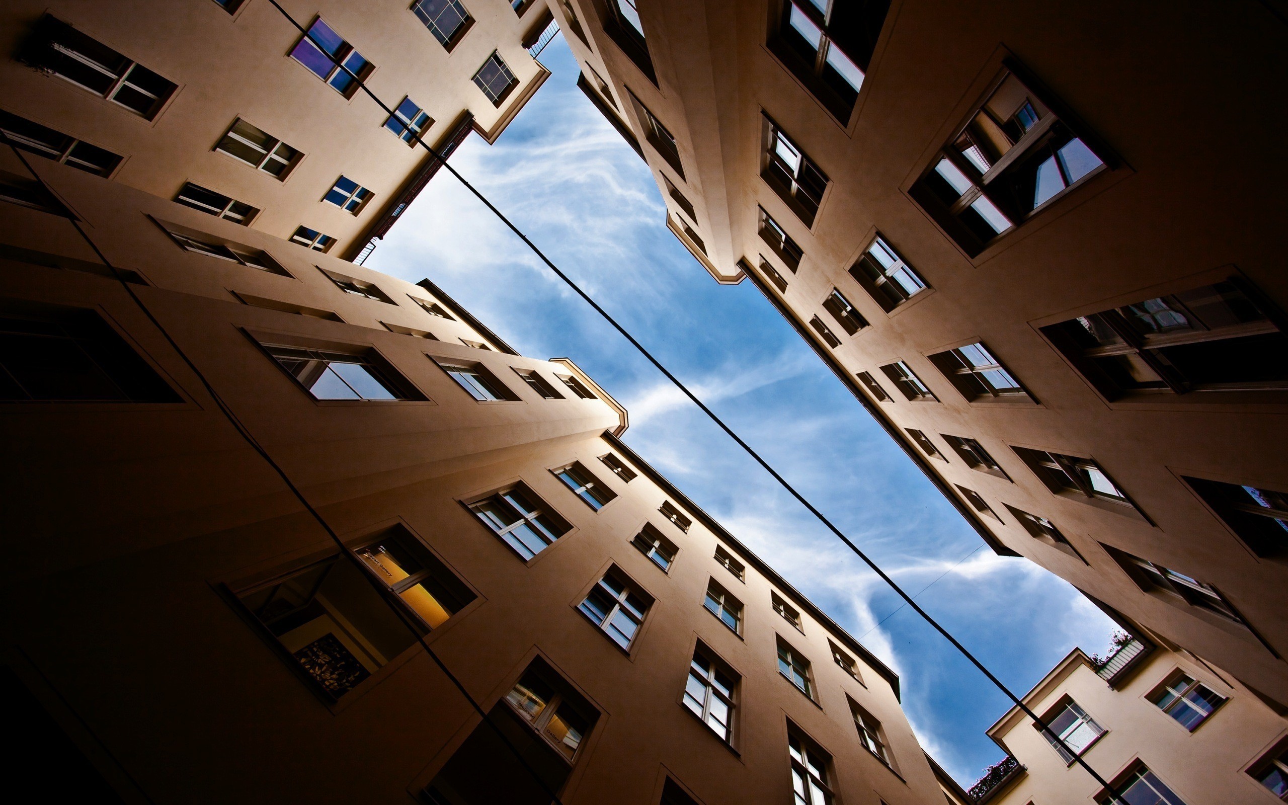 Cityscape Building Sky Worms Eye View Bottom View 2560x1600