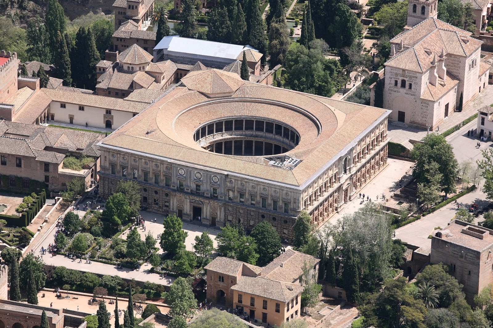 Building Alhambra Palace Granada Old Building Cityscape Aerial View 1600x1066