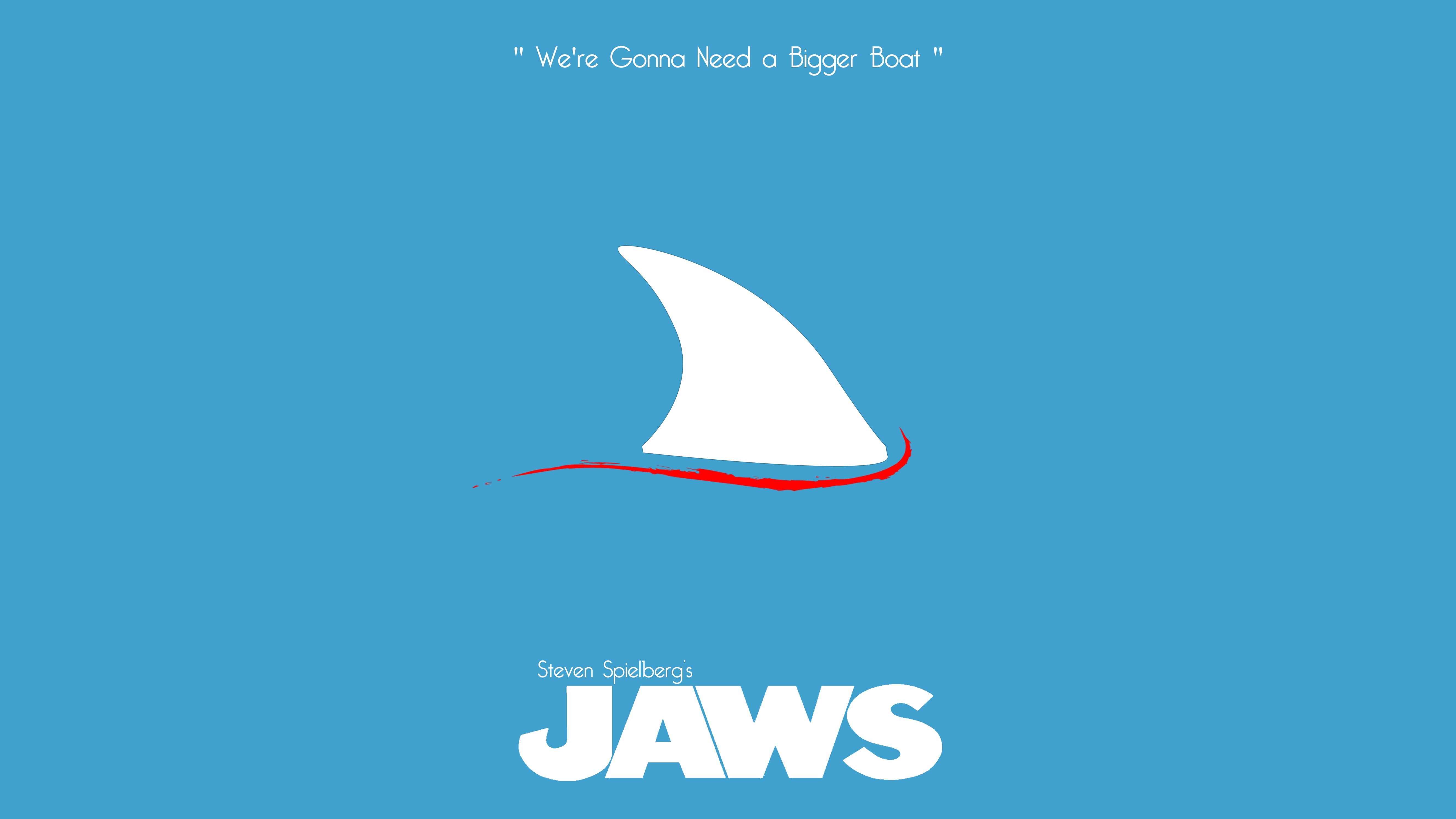 Minimalism Movies Artwork Jaws Quote Blue Blue Background 5300x2981