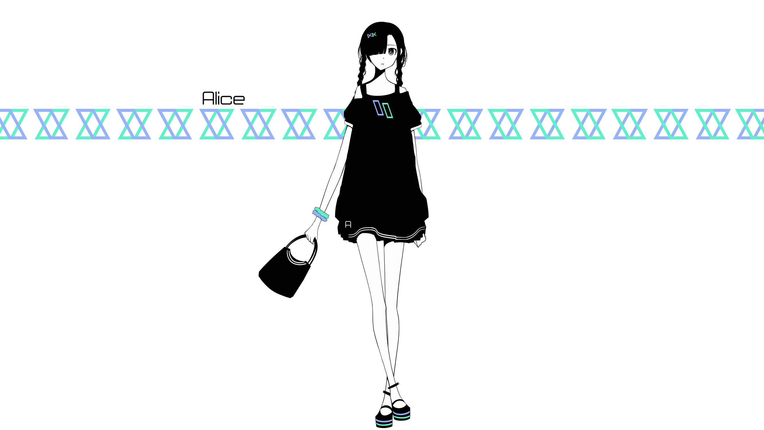 Haru Anime Girls Simple Background White Background Handbags Dress Long Hair Braids 2666x1500