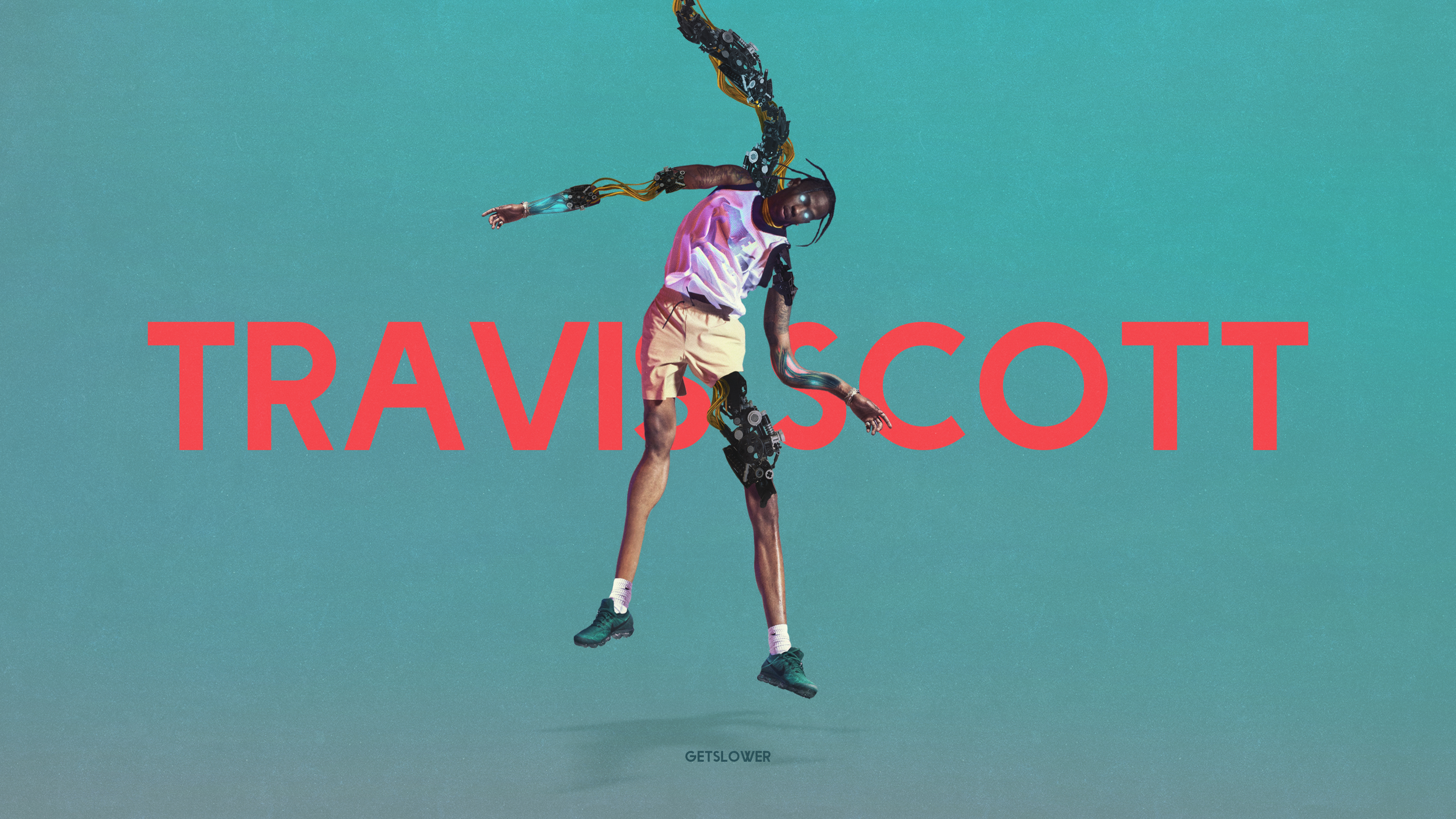 Travis Scott Kanye West Men Typography Turquoise 3840x2160