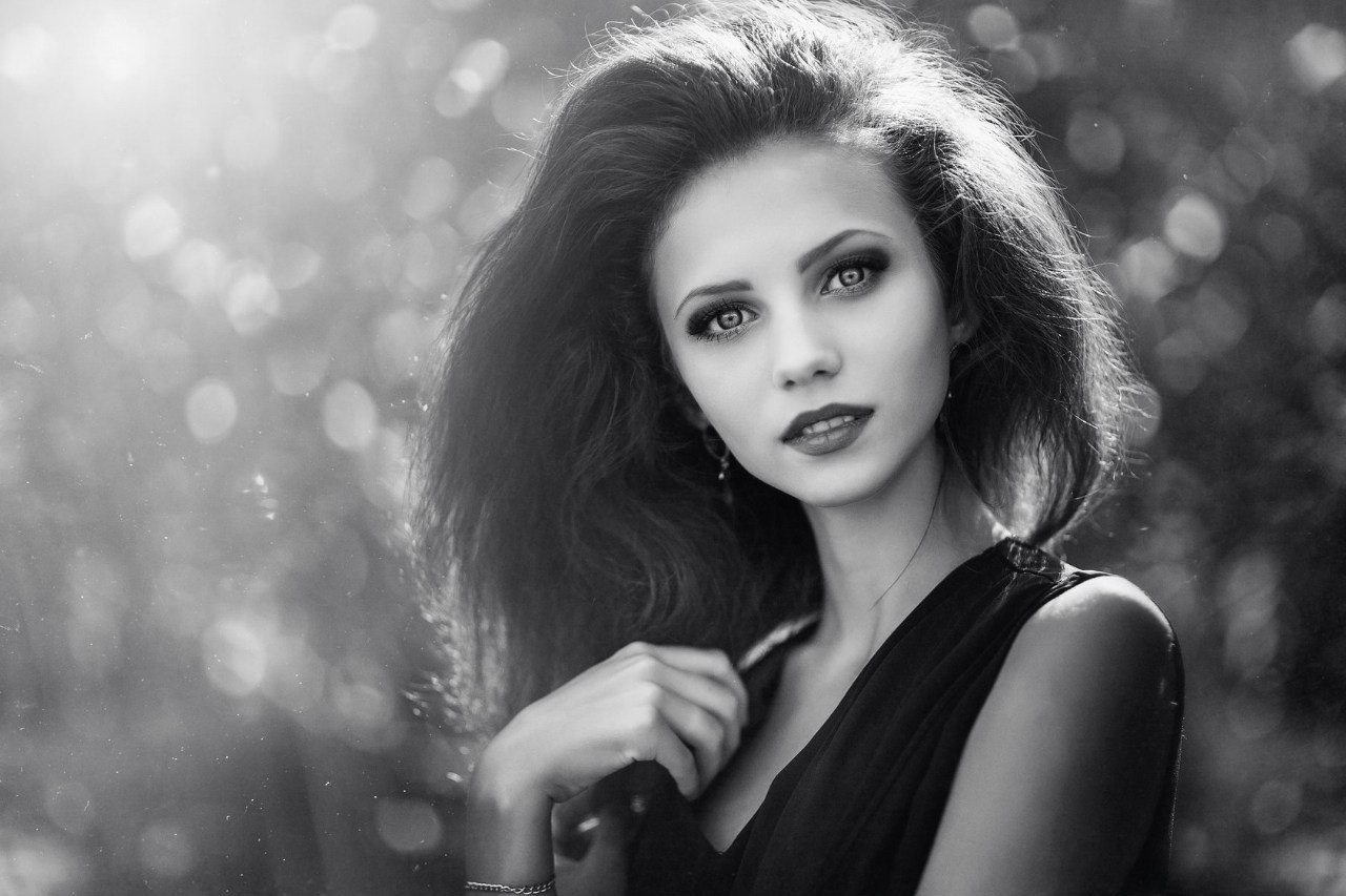 Brunette Monochrome Long Hair Dress Ksenia Malinina Model Sergey Piltnik 1280x853