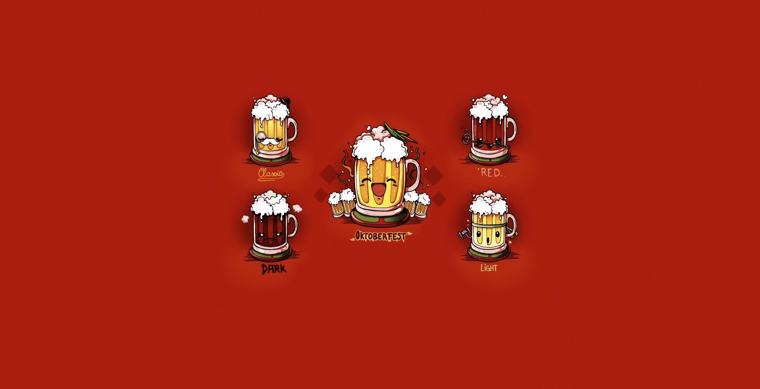 Artwork Red Background Beer Alcohol 2500x1280