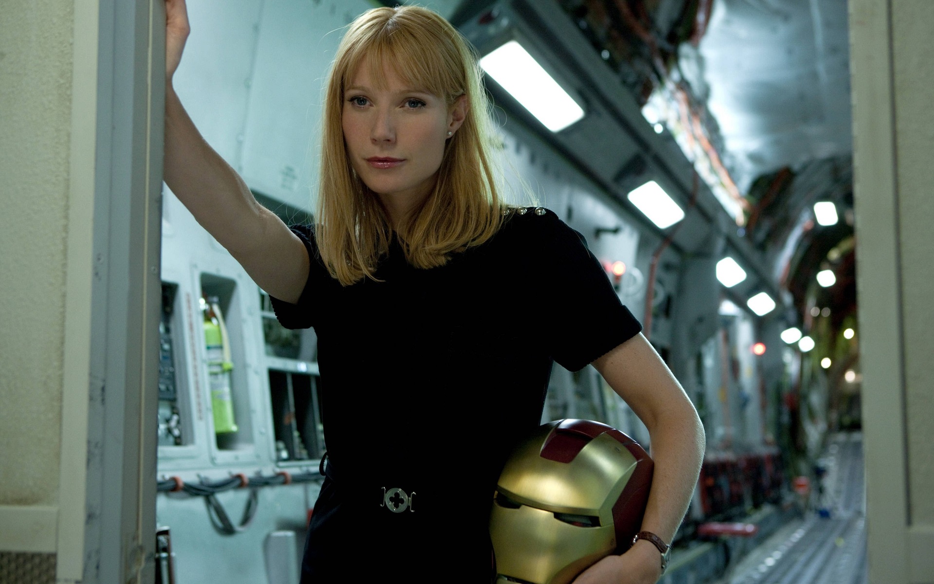 Gwyneth Paltrow Women Blonde Iron Man Pepper Potts Marvel Cinematic Universe Dress Black Dress Delet 1920x1200
