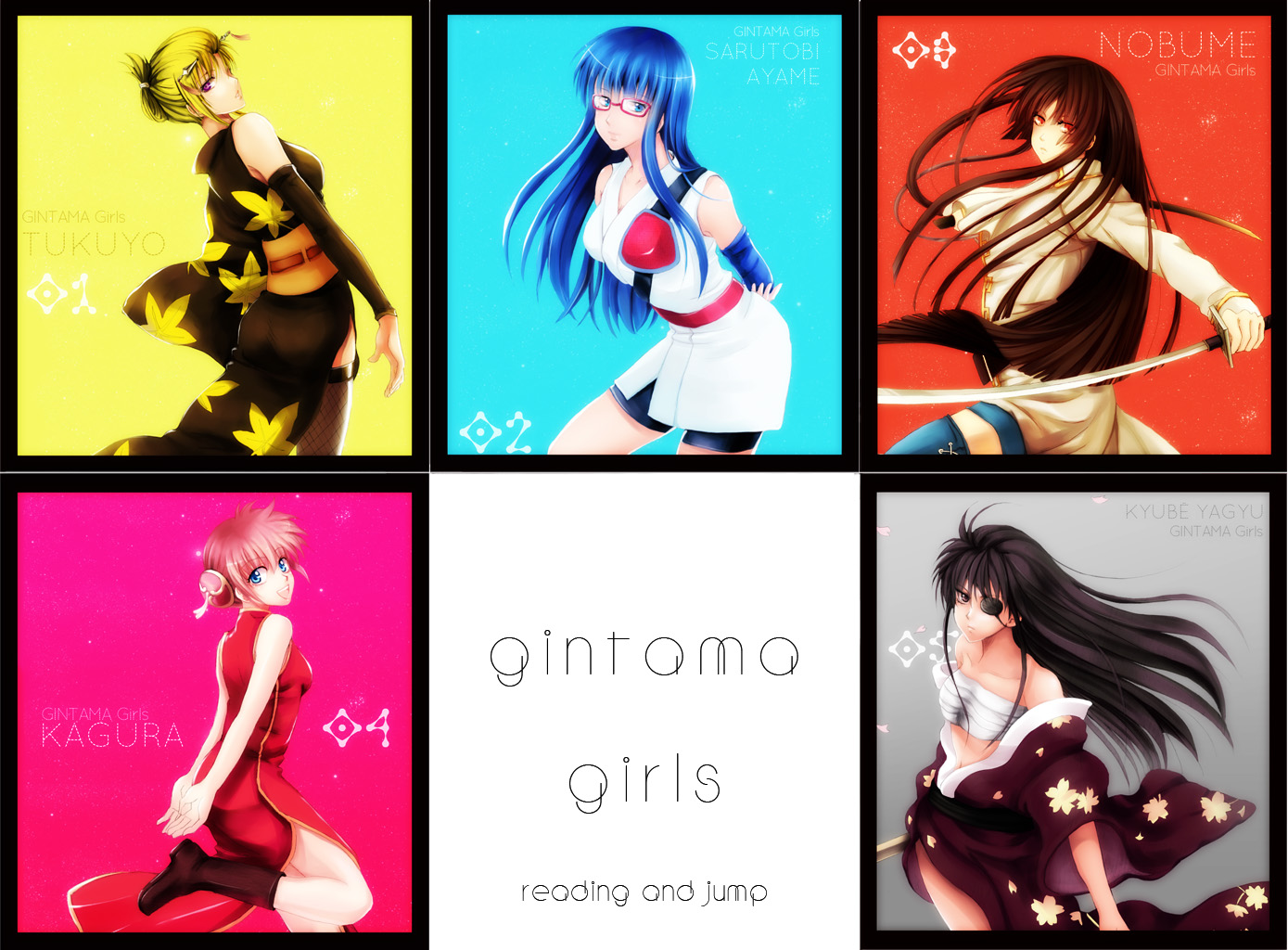 Gintama Anime Girls Imai Nobume Kagura Gintama Tsukuyo Yagyuu Kyuubei Sarutobi Ayame 1389x1024