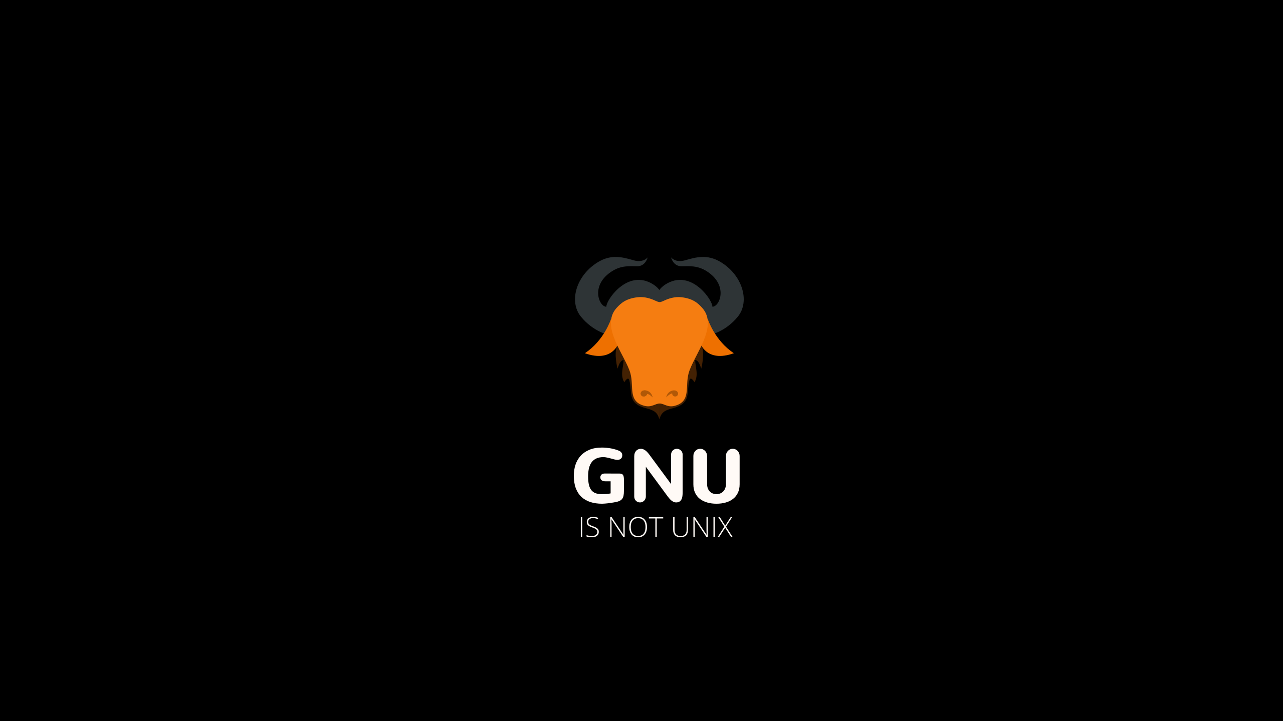 Black GNU Minimalism Simple Background Black Background 2560x1440