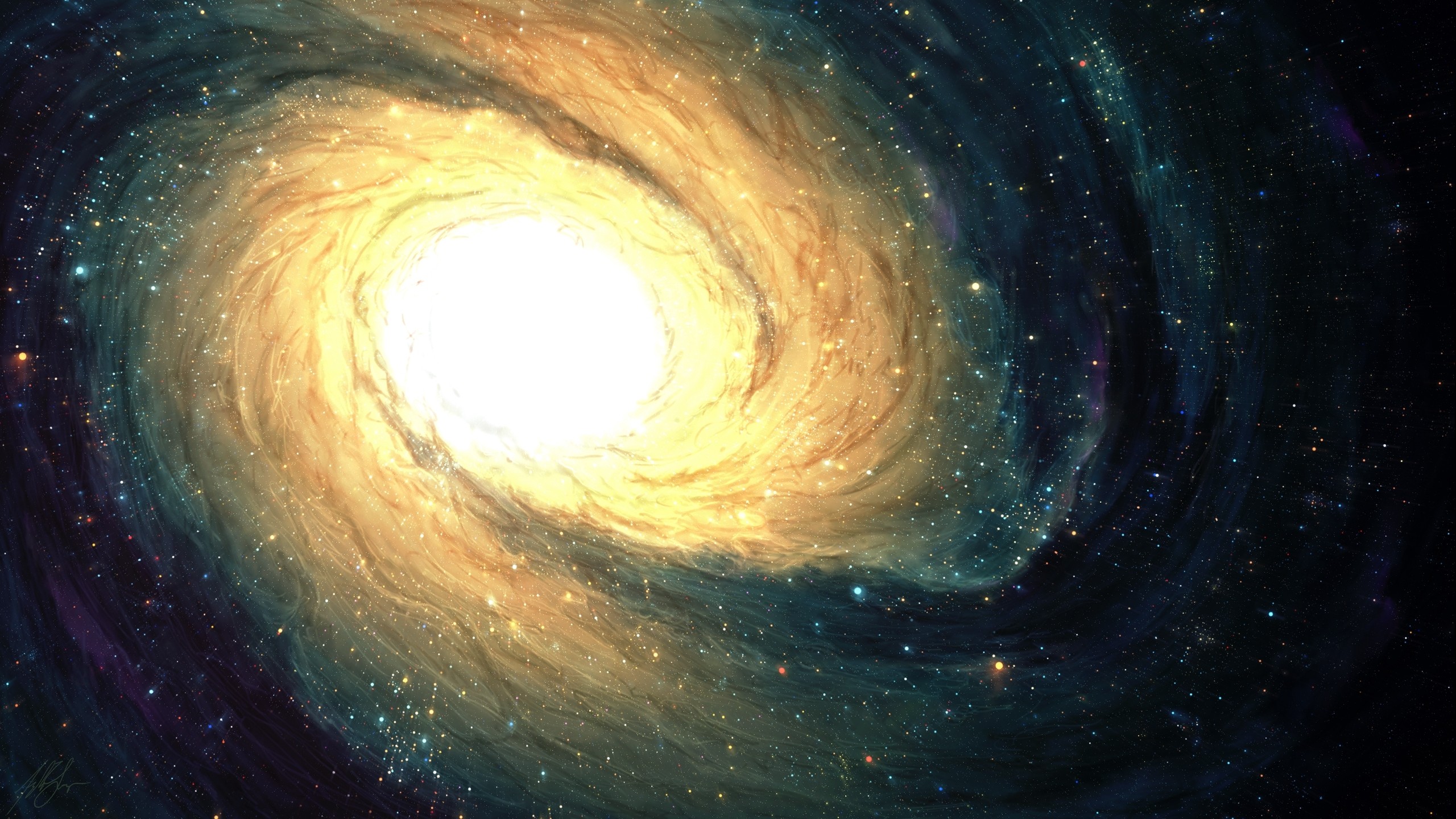 Fantasy Art Space Galaxy Stars Vortex 2560x1440