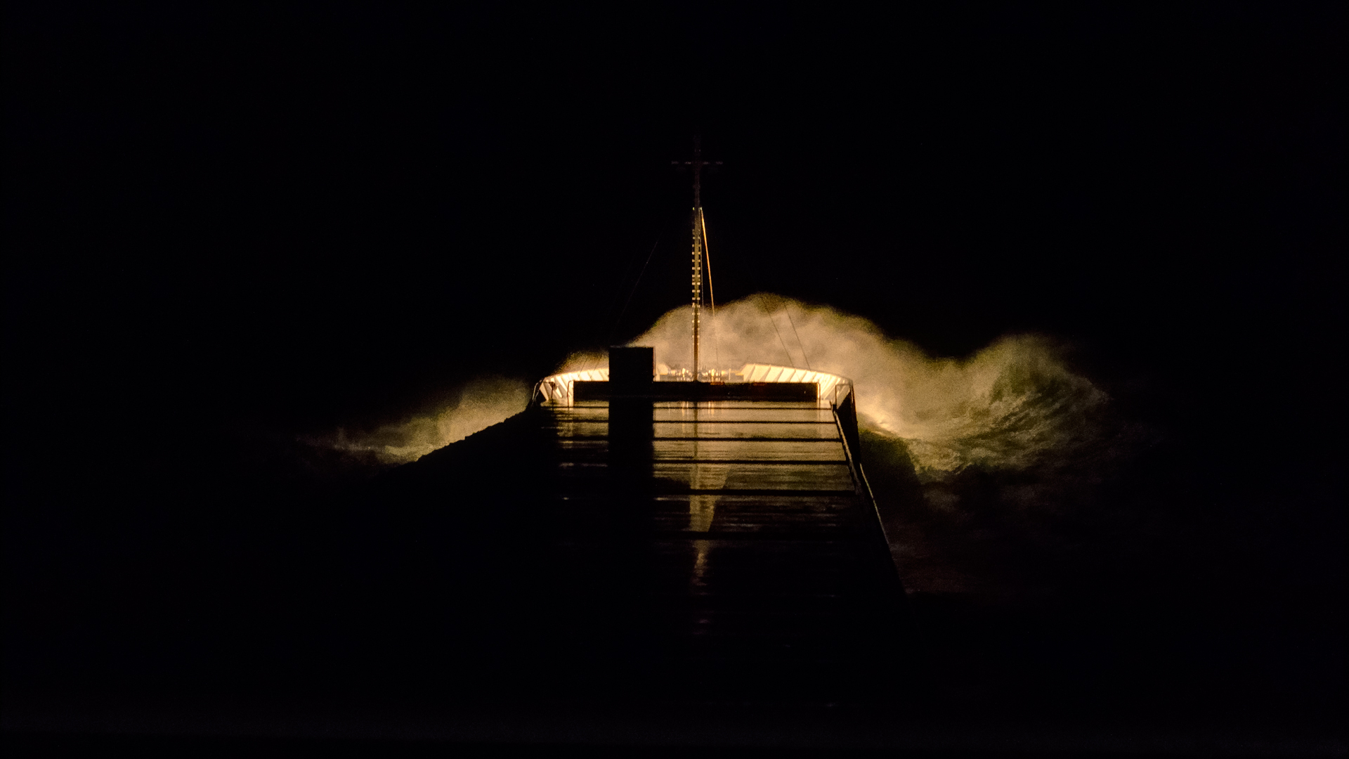 Ship Water Waves HDR Baltic Sea Vessel Storm 1920x1080