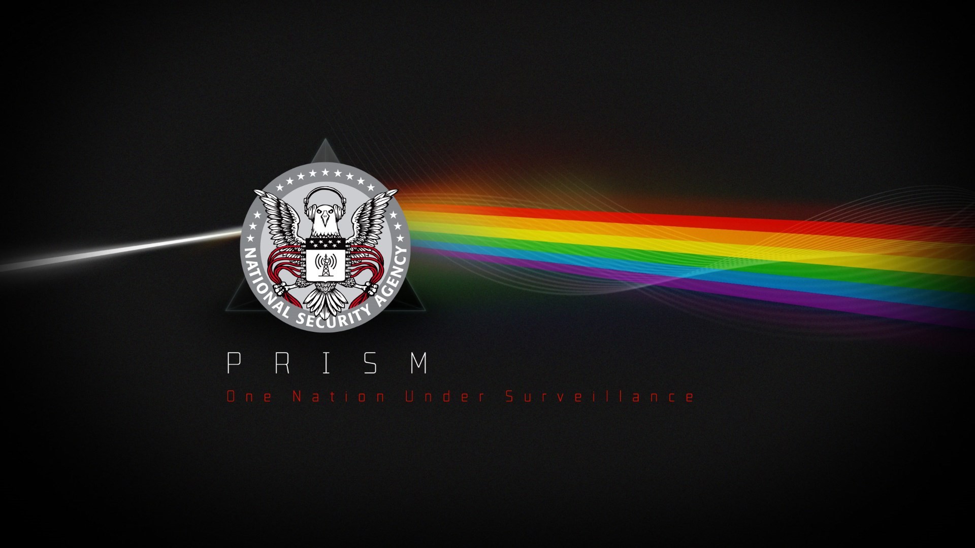 Logo Headphones Digital Art Simple Background Typography Rainbows Prism 1920x1080