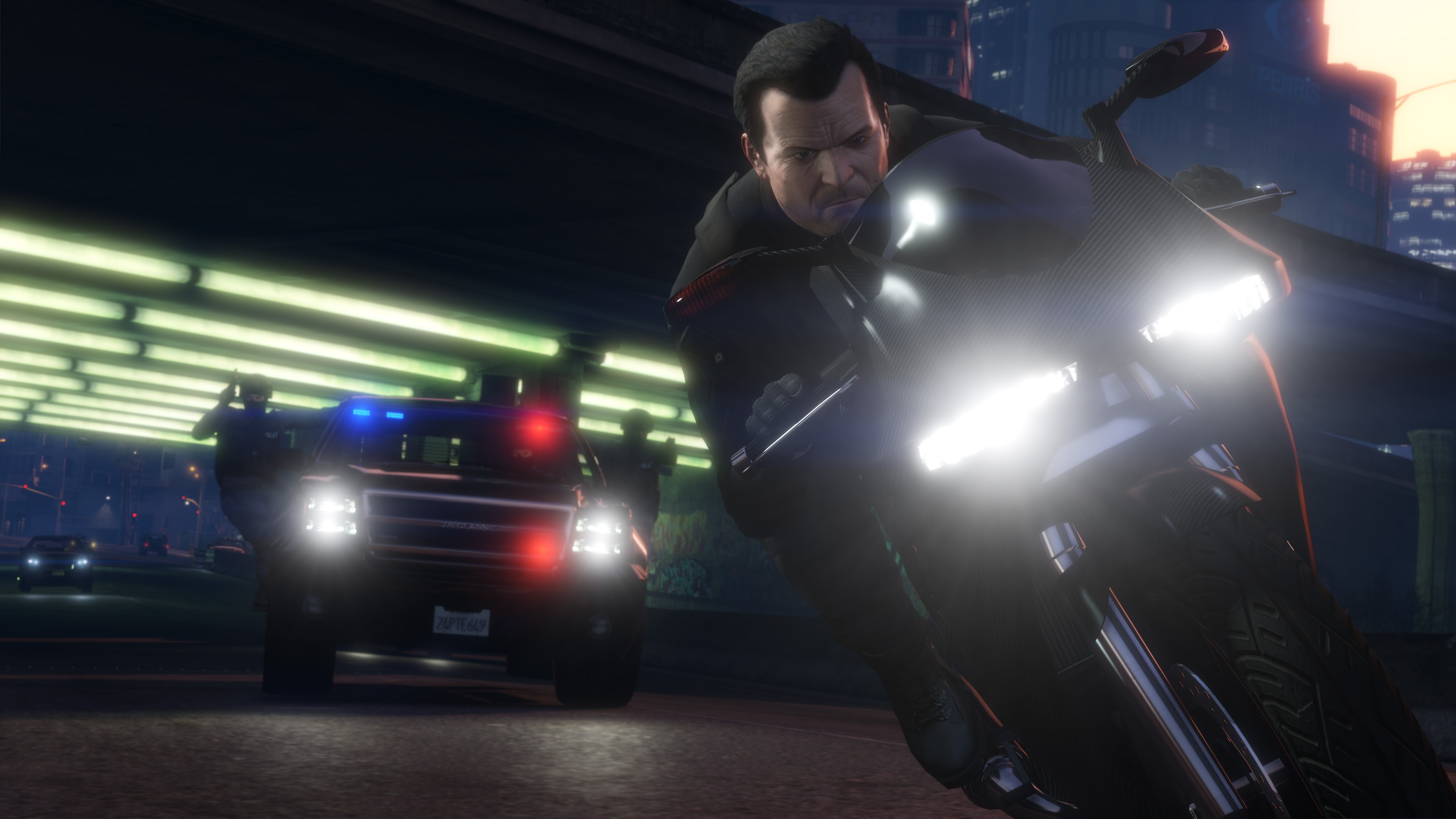 Grand Theft Auto V Pursuit Video Games Motorcycle Police Vehicle 3840x2160