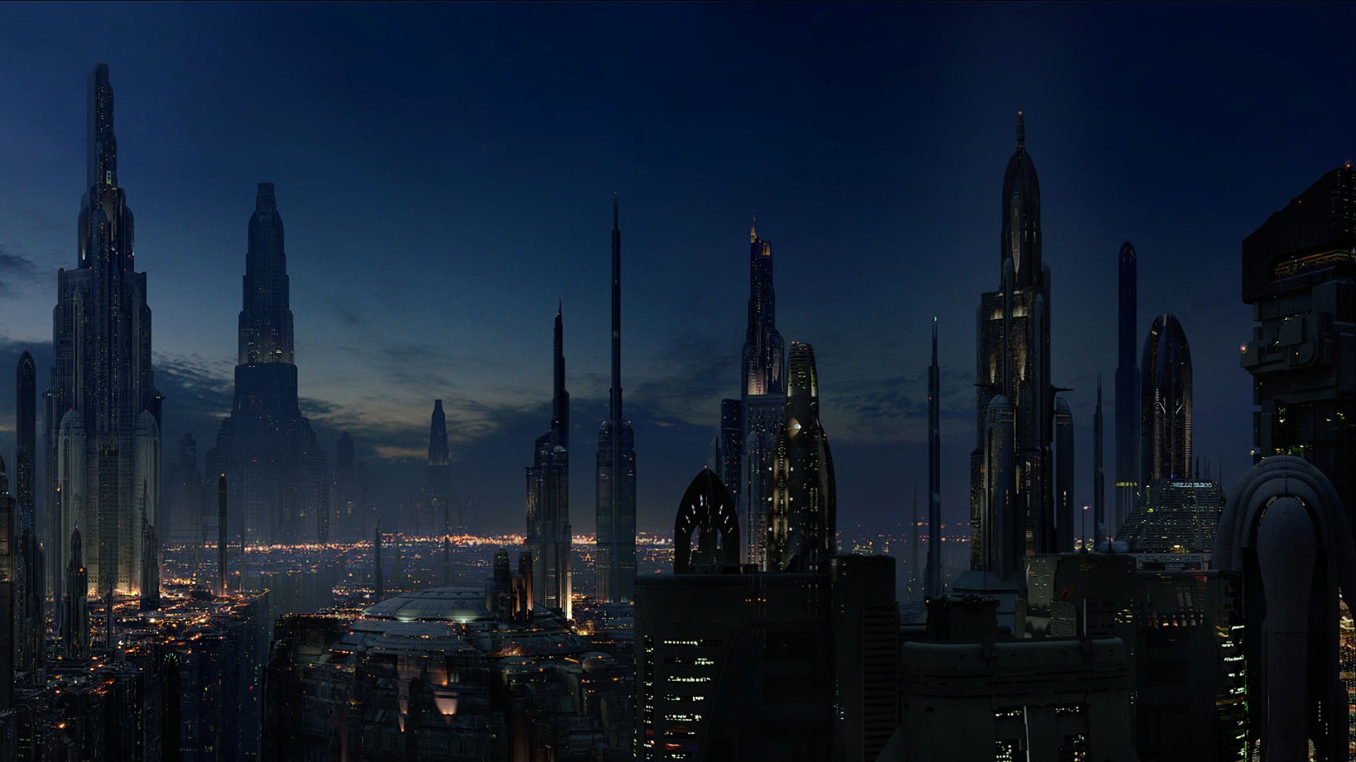 Futuristic Architecture Cityscape Futuristic City Star Wars Coruscant Movies Science Fiction 1920x1080