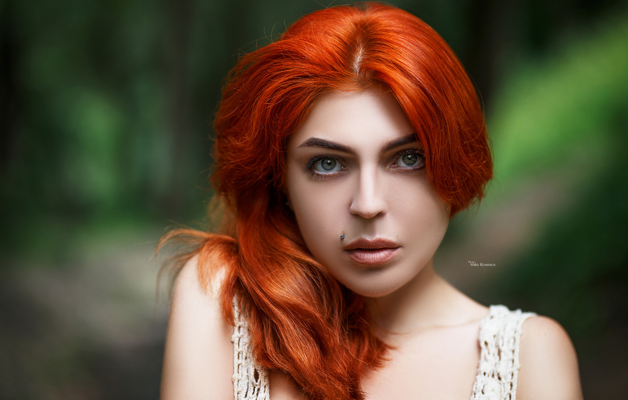 Women Maksim Romanov Redhead Piercing Portrait Pierced Lip 2560x1629