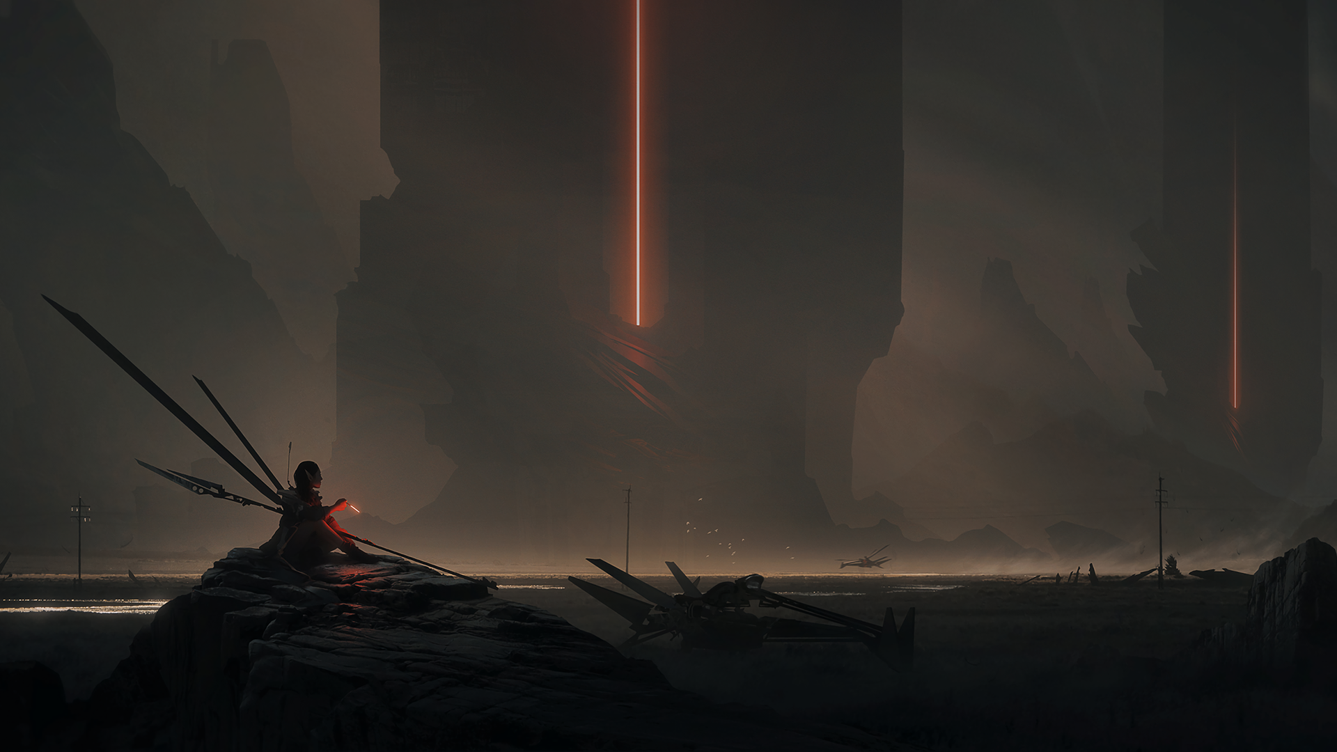 Digital Art Futuristic Tower Bastien Grivet 1920x1080