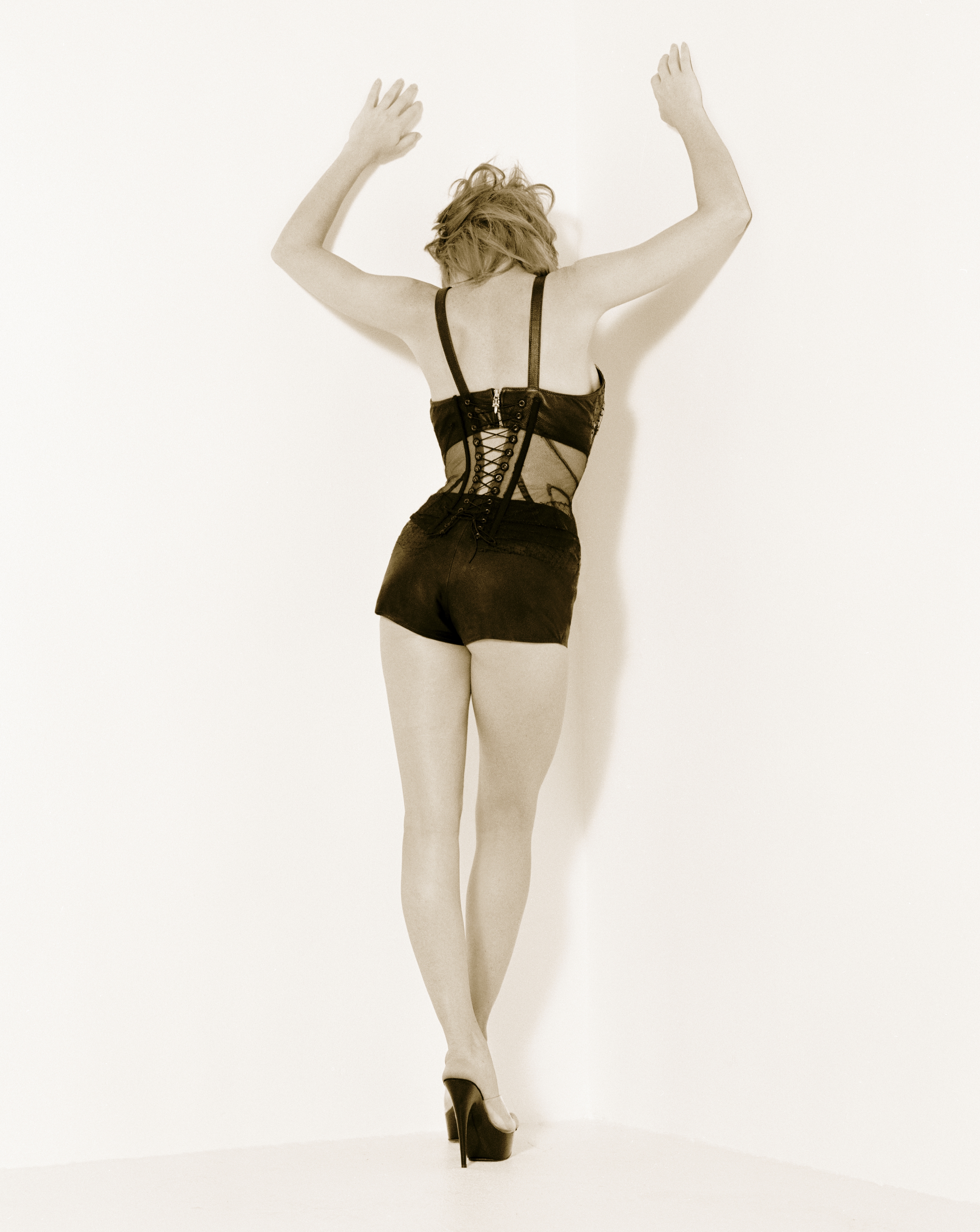 Mylene Farmer Singer French Redhead Legs Back Monochrome 3343x4200