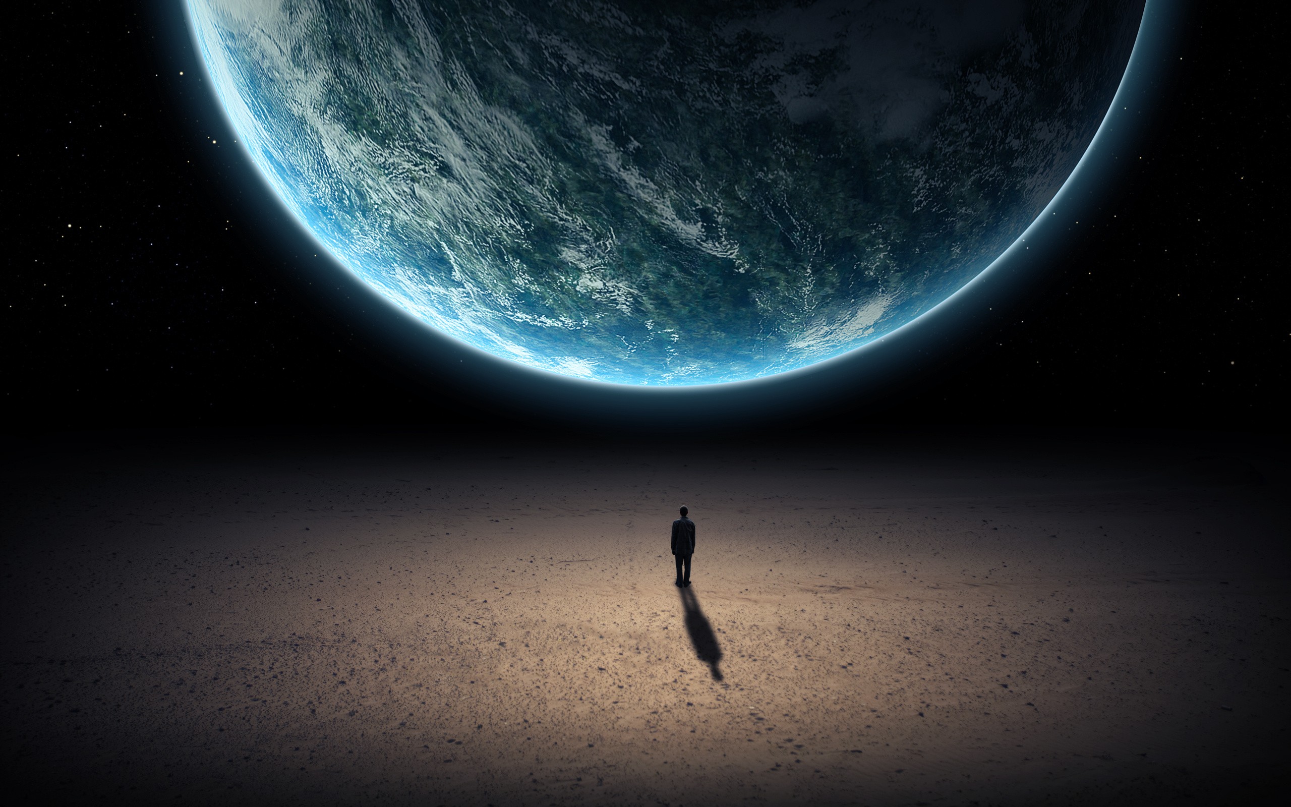 World Digital Art Earth Standing Space Fictional Shadow Space Art 2560x1600