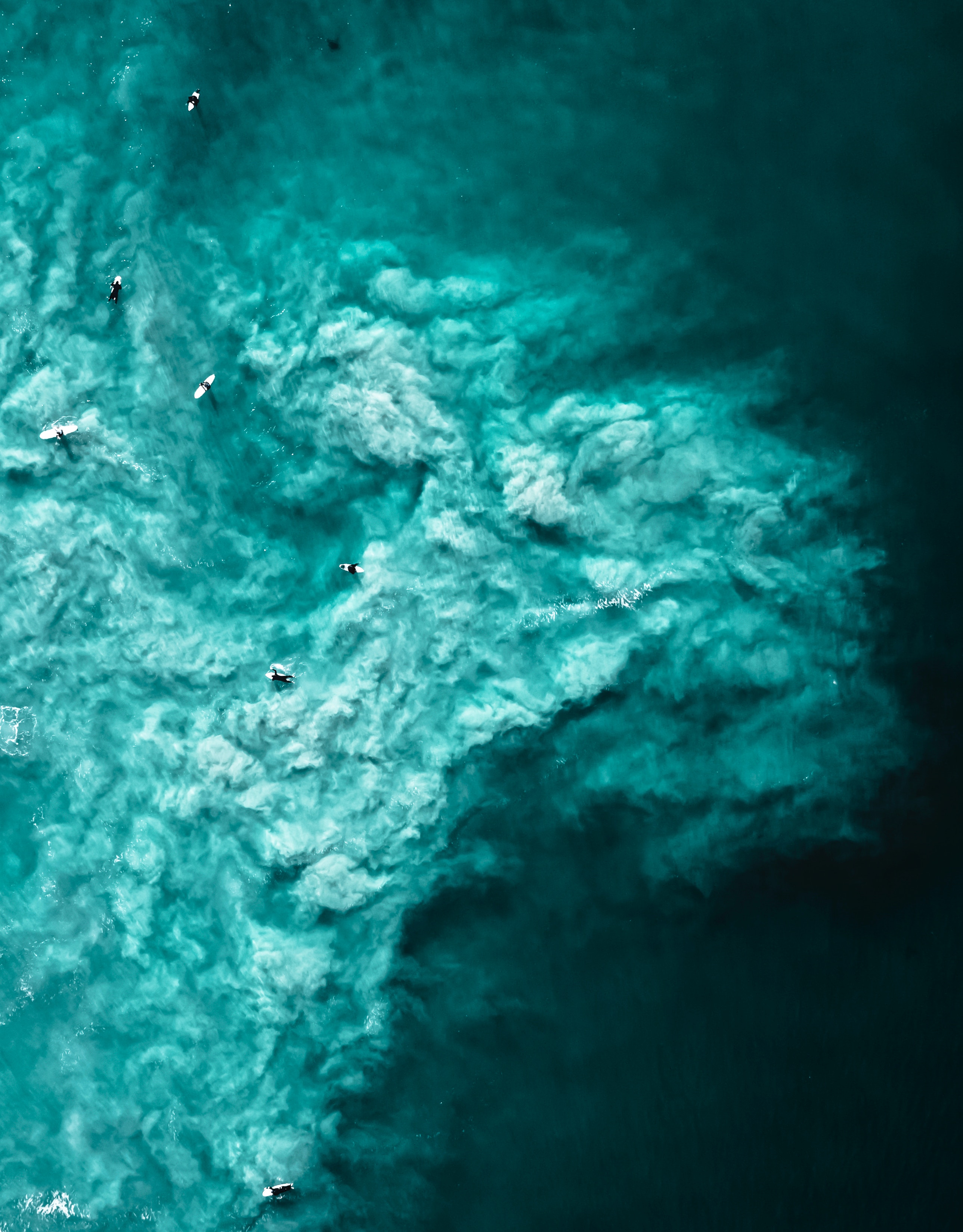 Nature Water Aerial View Surfers Turquoise Cyan 2578x3297
