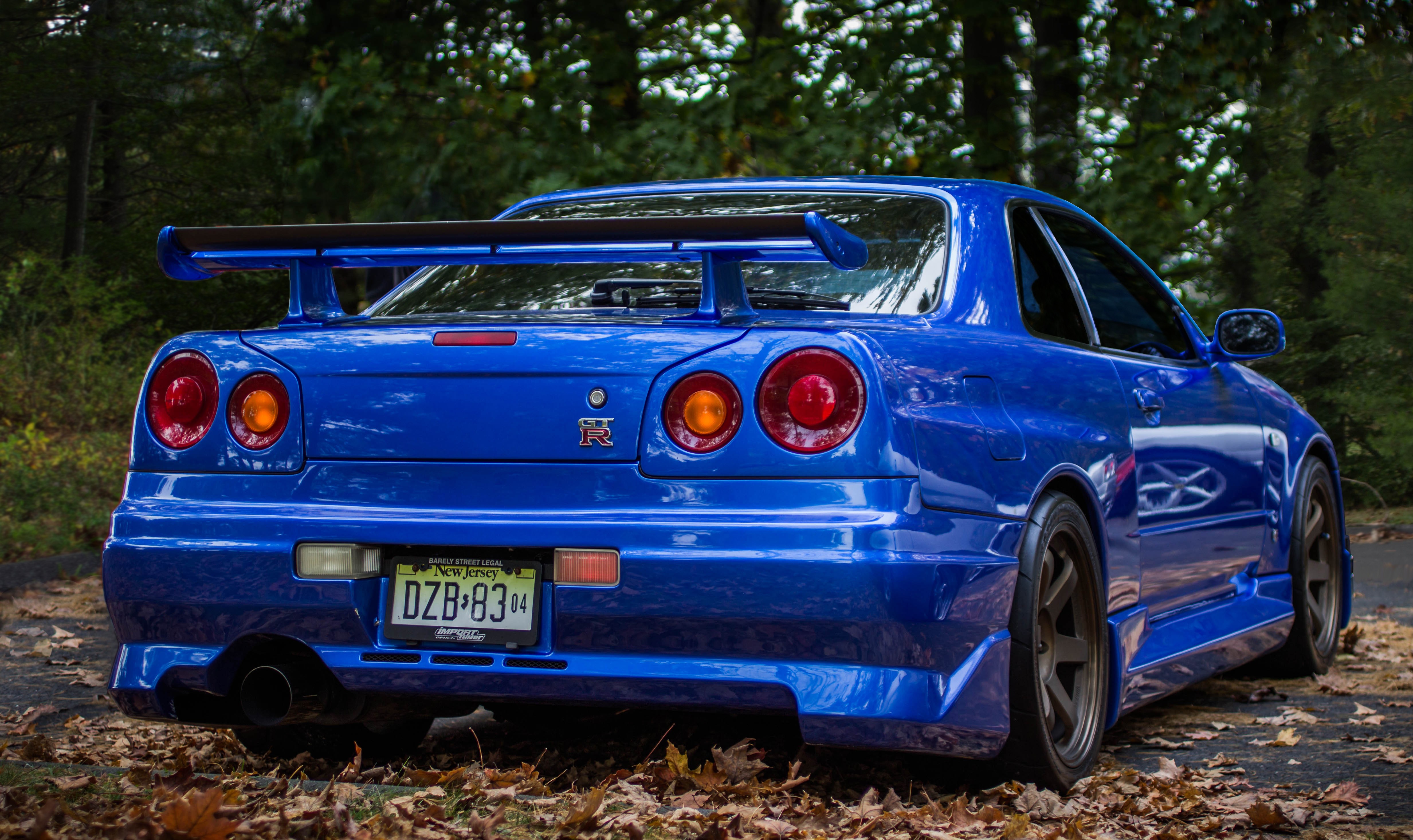 Nissan Skyline GT R R34 Close Up Blue Car 4932x2933