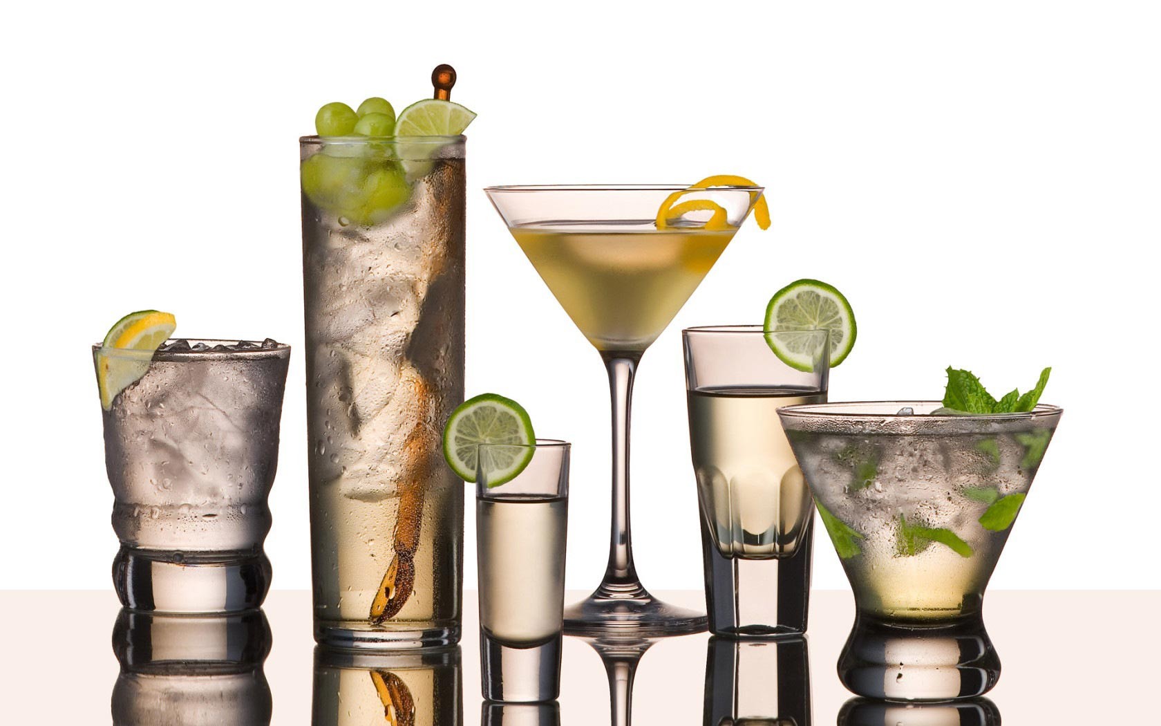 Drinking Glass Cocktails Food Simple Background White Background 1680x1050