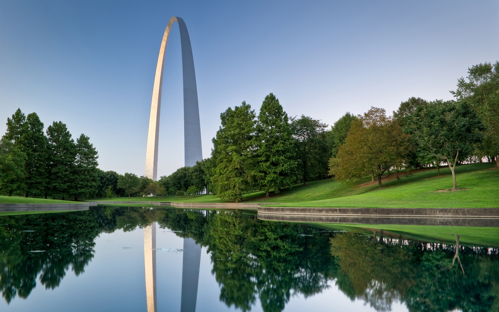 St Louis USA Reflection Park Outdoors Monuments Gateway Arch 1680x1050