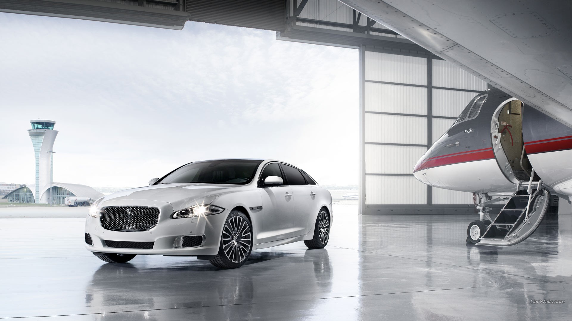 Jaguar XJ Jaguar Silver Cars Car Vehicle Private Jet 1920x1080