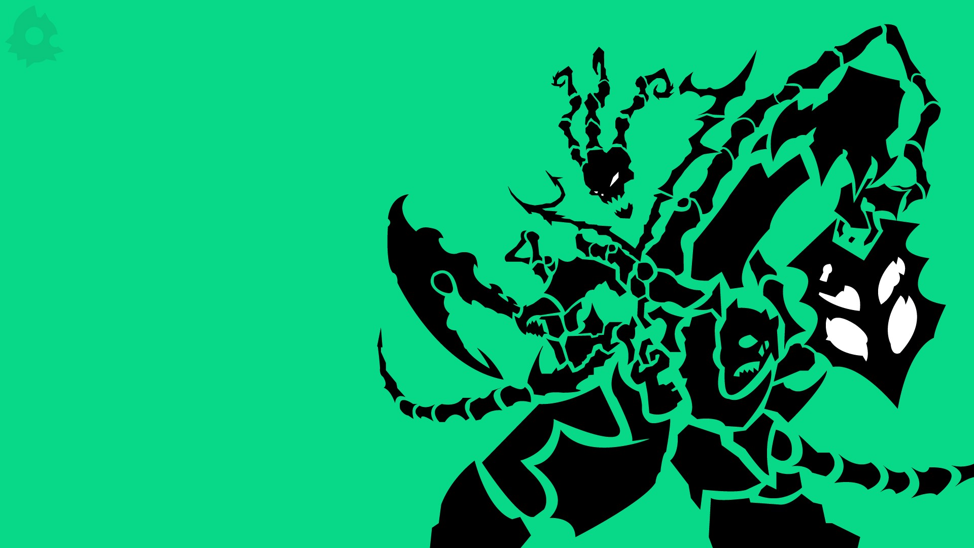 League Of Legends Thresh Green Background Simple Background Skull PC Gaming 1920x1080