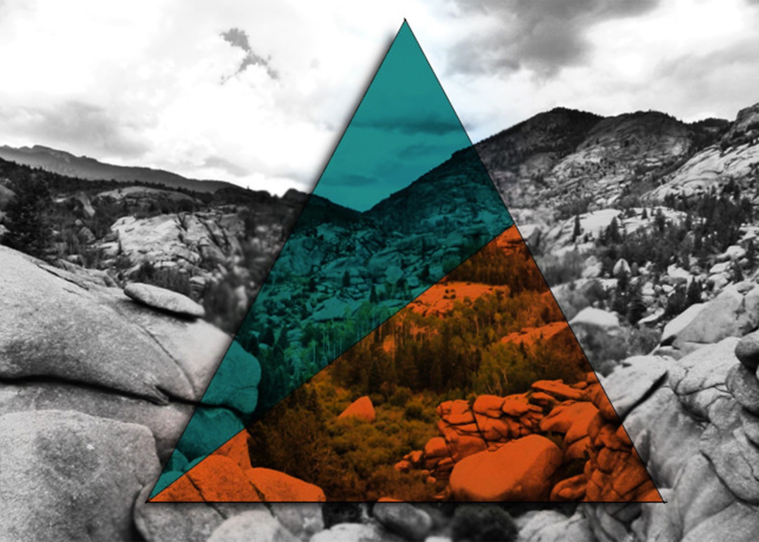 Nature Triangle Selective Coloring Polyscape Illuminati Digital Art 1512x1080