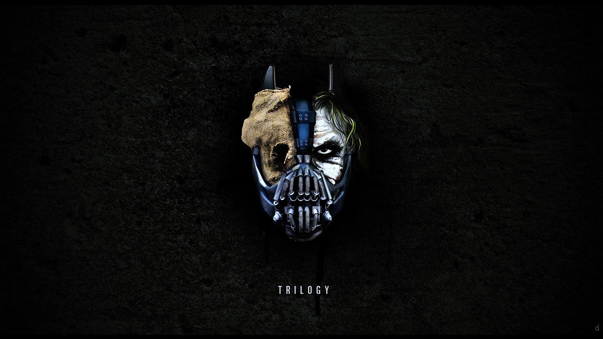 Batman The Dark Knight The Dark Knight Rises Joker Heath Ledger Bane Mask Trilogy 2560x1440
