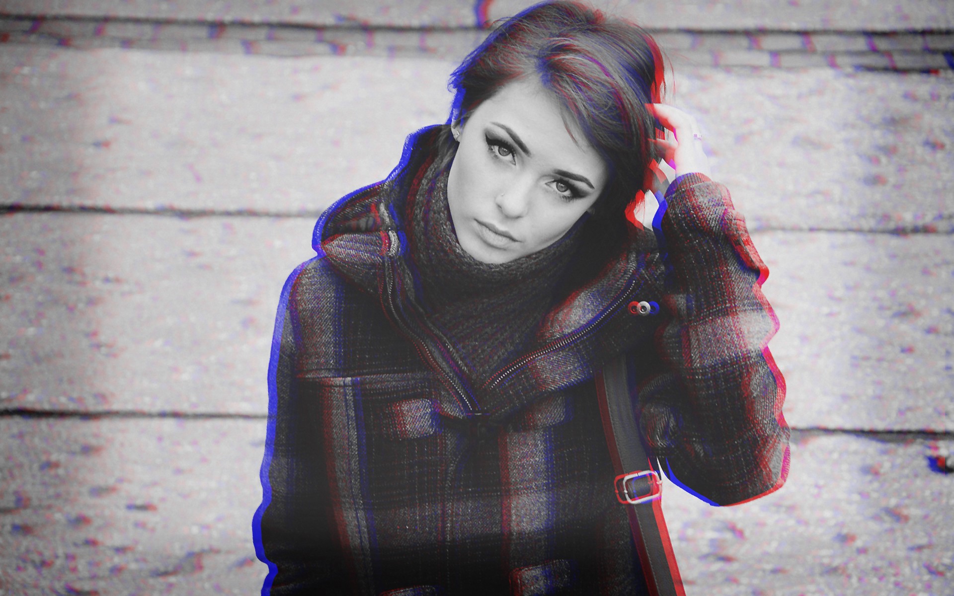 Anaglyph 3D Women Women Outdoors Digital 1920x1200