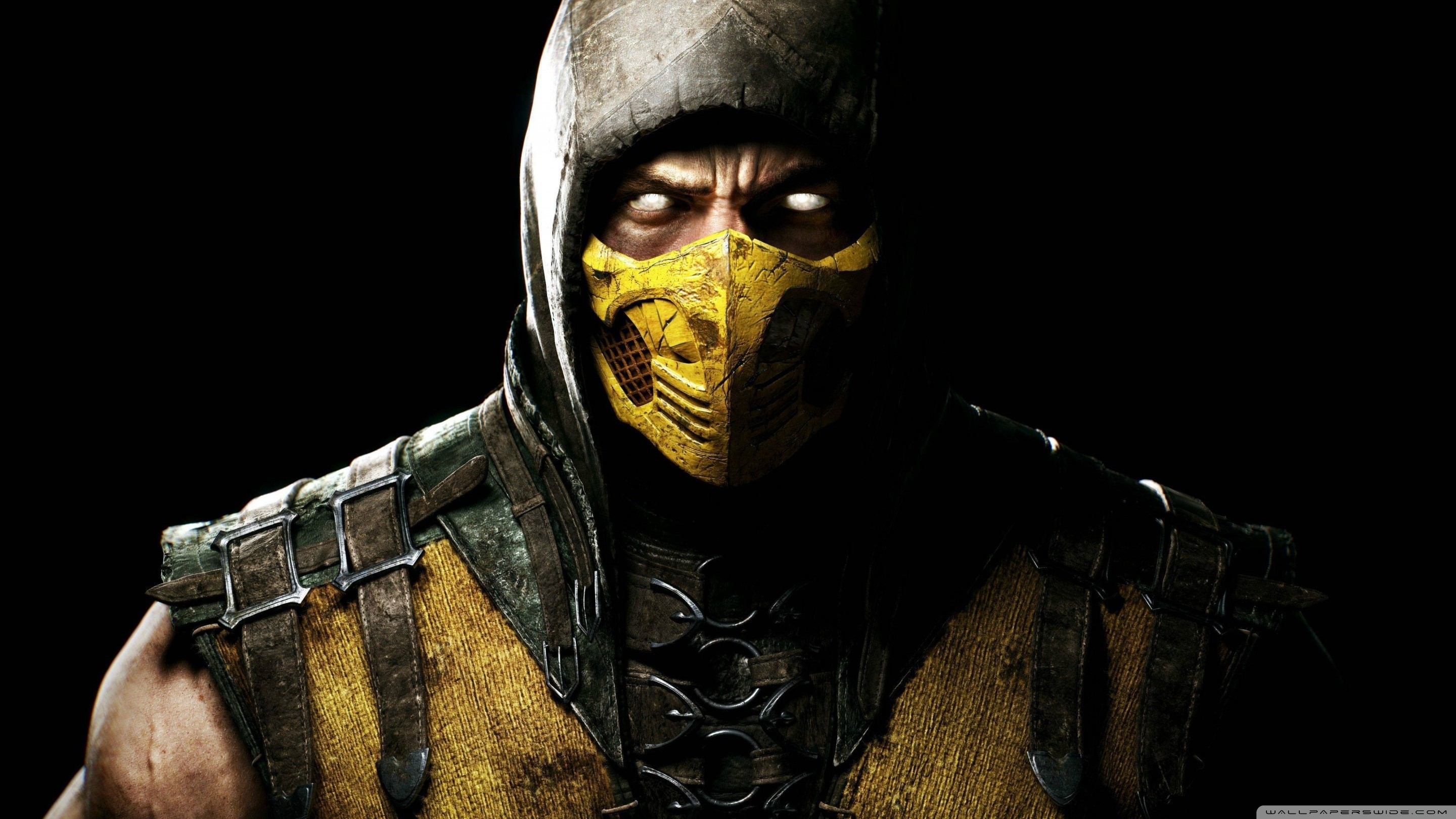 Mortal Kombat Black Video Games Mask Warrior Black Background Digital Art Render CGi 3D Mortal Komba 2880x1620