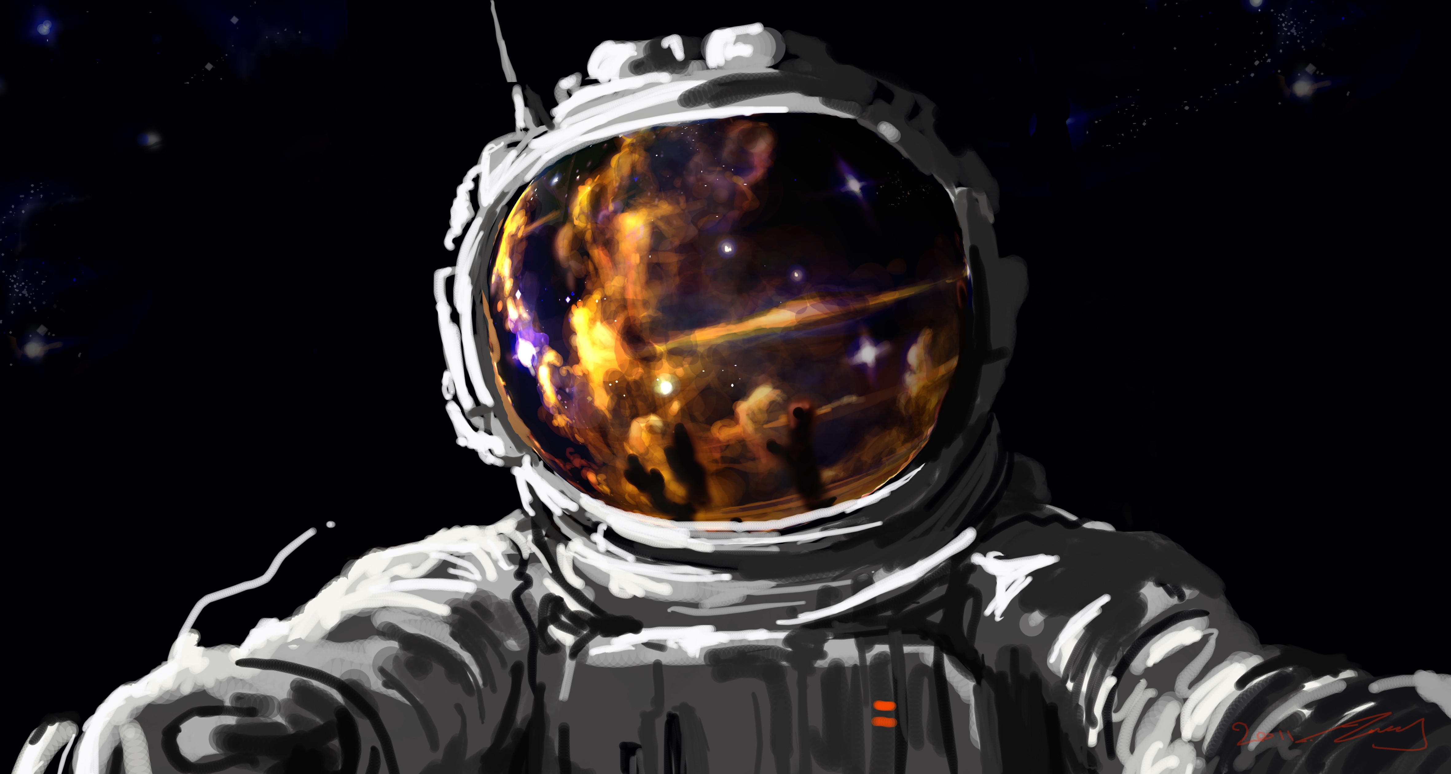Artwork Fantasy Art Concept Art Space Astronaut Spacesuit Stars Digital Art Painting 4724x2521