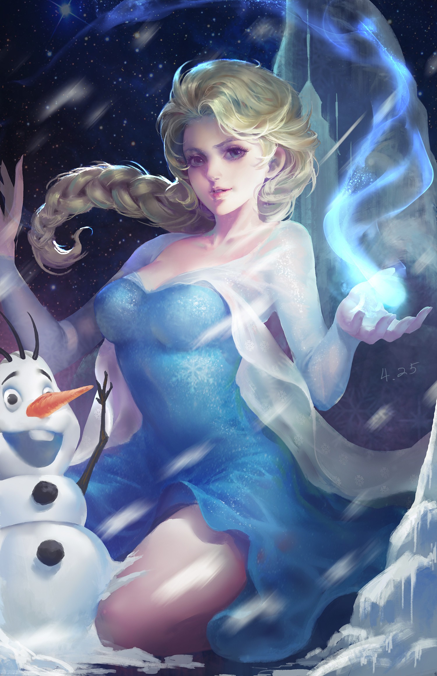 Fantasy Art Magic Frozen Movie Princess Elsa Olaf 1500x2317