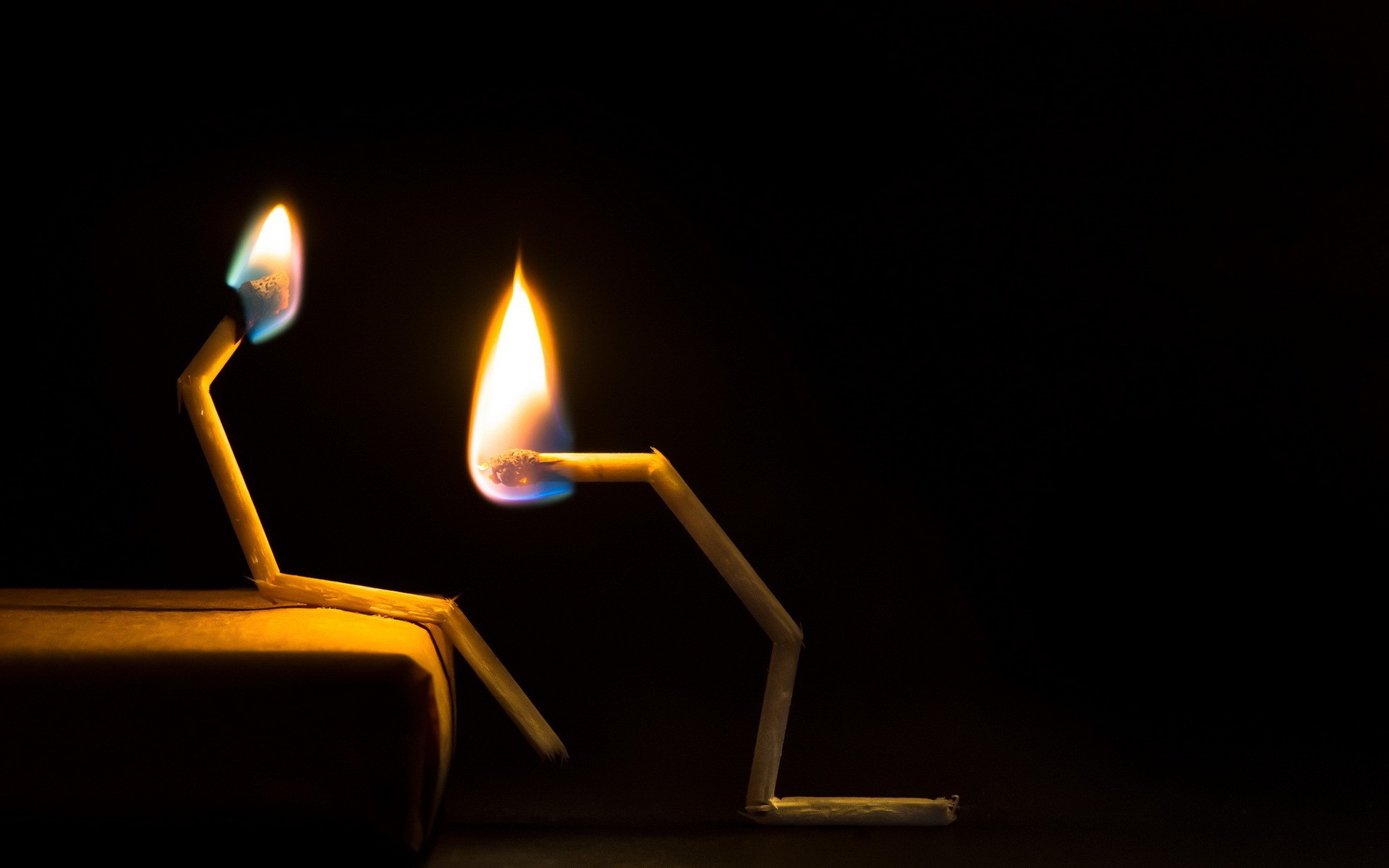 Creativity Humor Matches Fire Burning Love Black Background Sitting Abstract 1920x1200