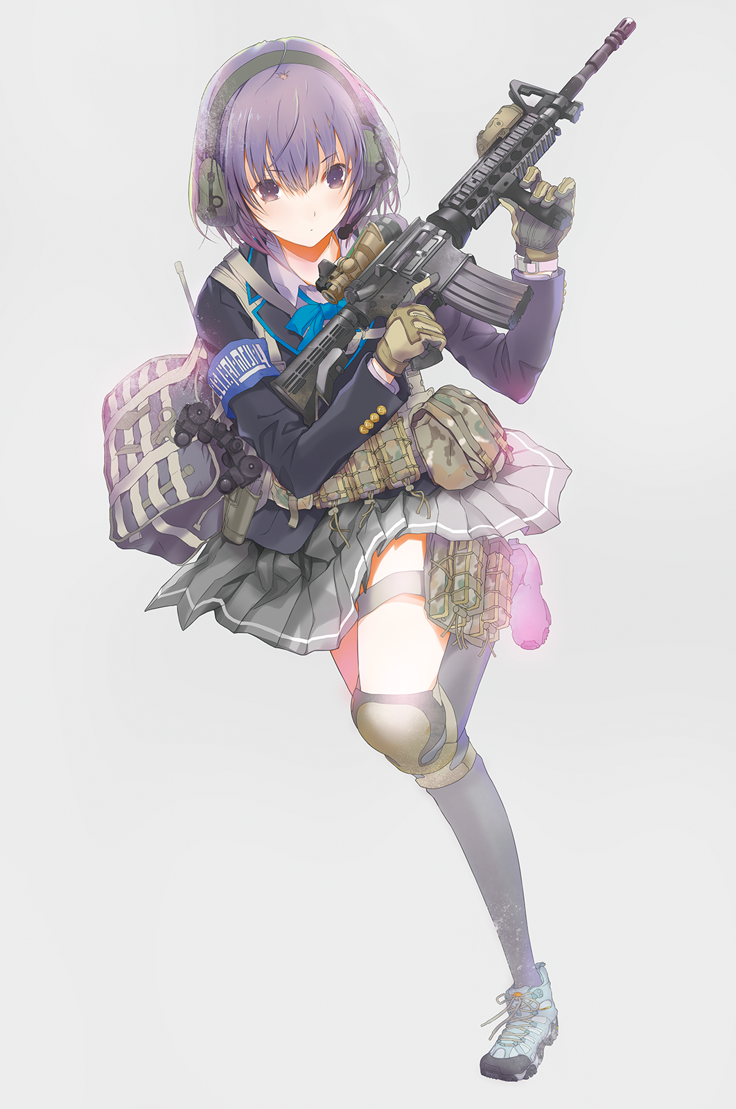 Anime Anime Girls Short Hair Weapon Gun M4 ACOG Vertical Grip Fuyuno Haruaki 1062x1600