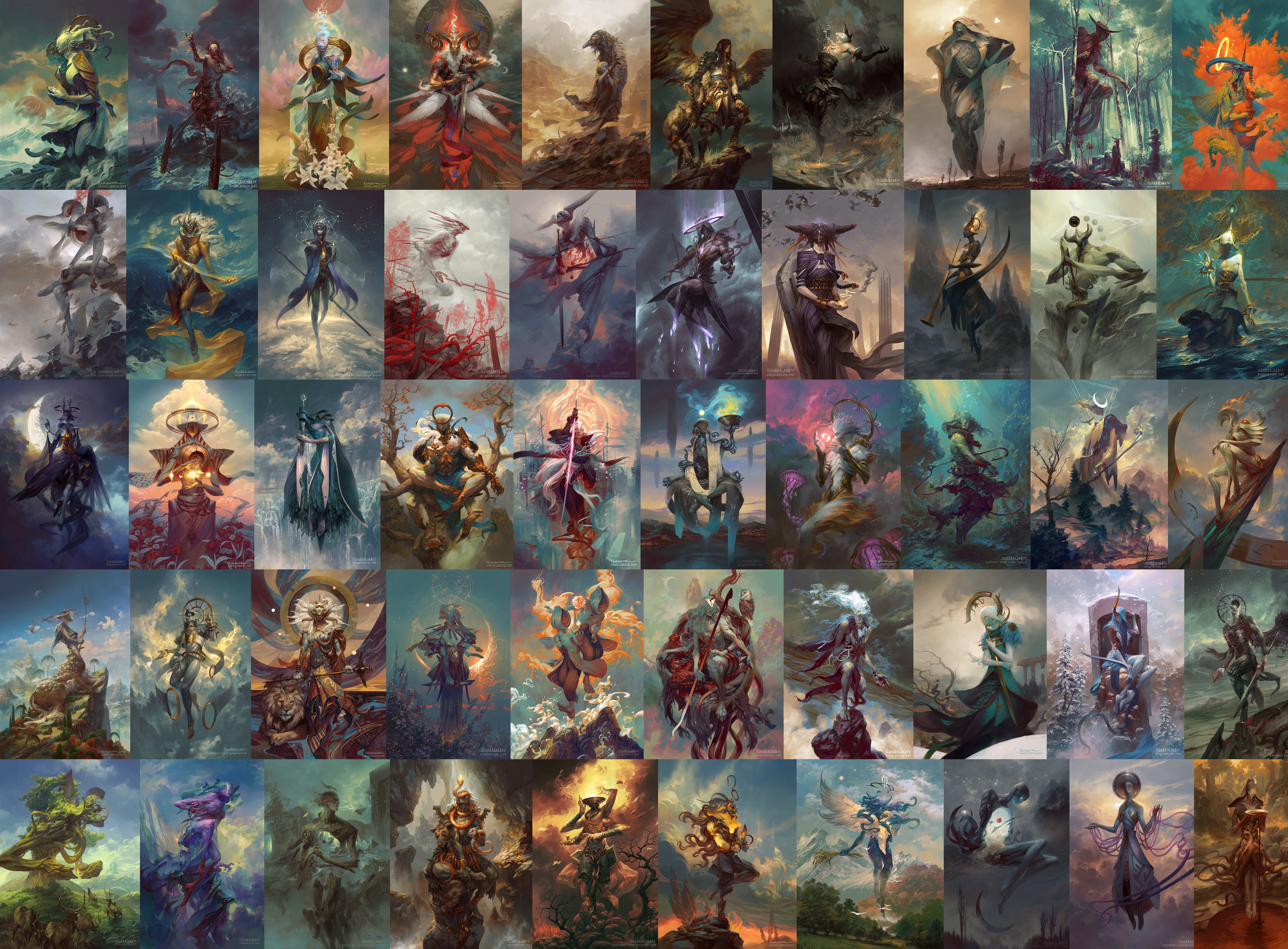 Peter Mohrbacher Concept Art God Angel Dark Divinity Digital Art Mural Collage 5429x4000