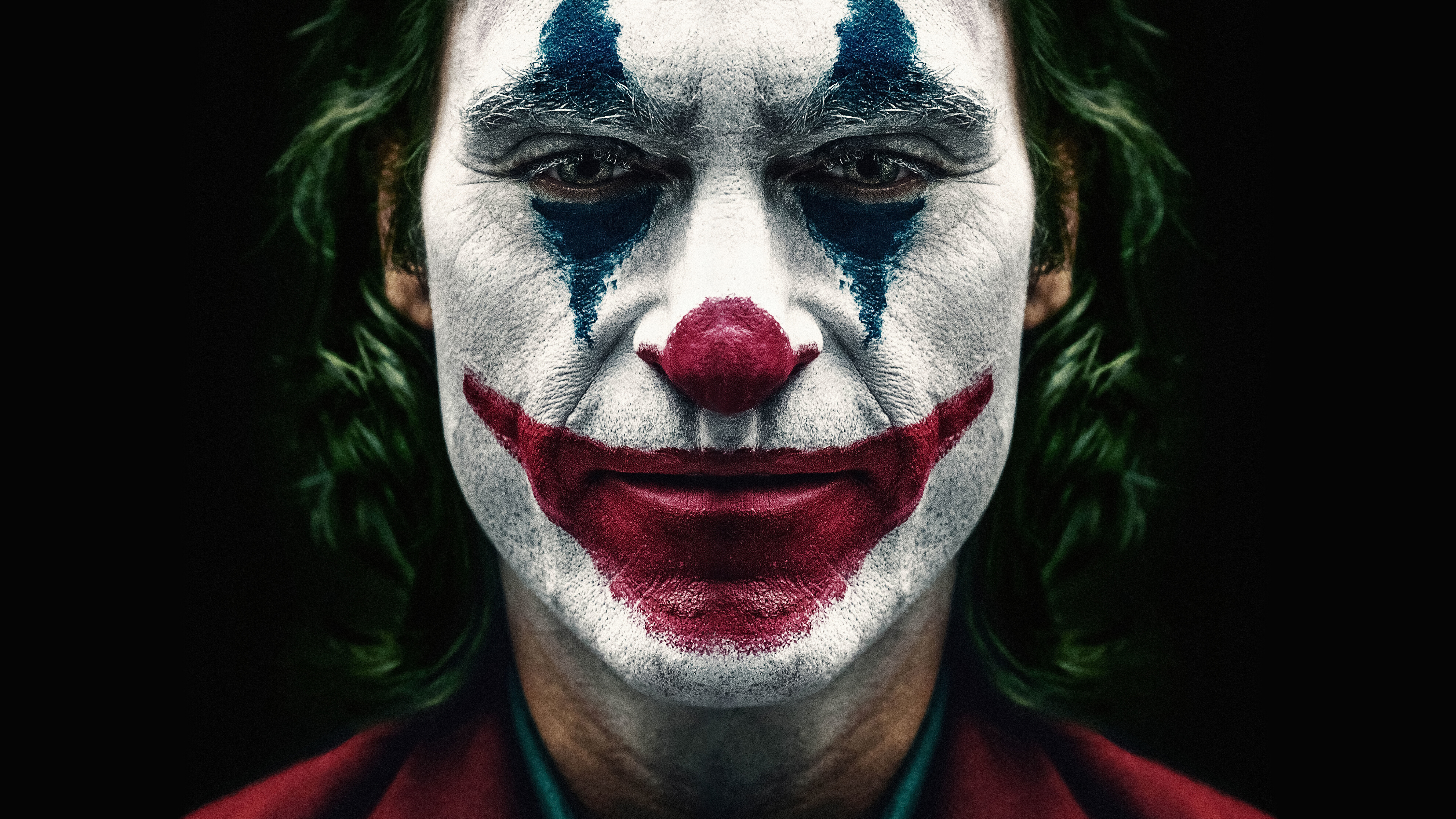 Movies Joaquin Phoenix Joker Joker 2019 Movie Men Looking At Viewer Clown Face Green Hair DC Comics  7680x4320