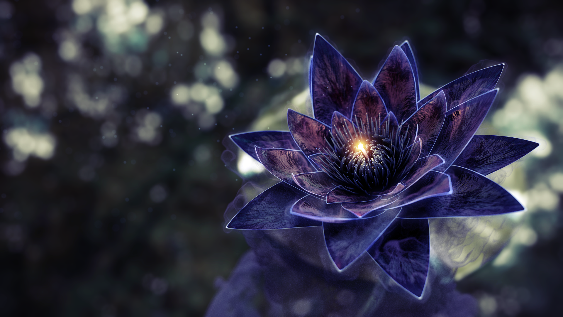 Digital Art Plants Lotus Flowers Flowers Blue Flowers 1920x1080