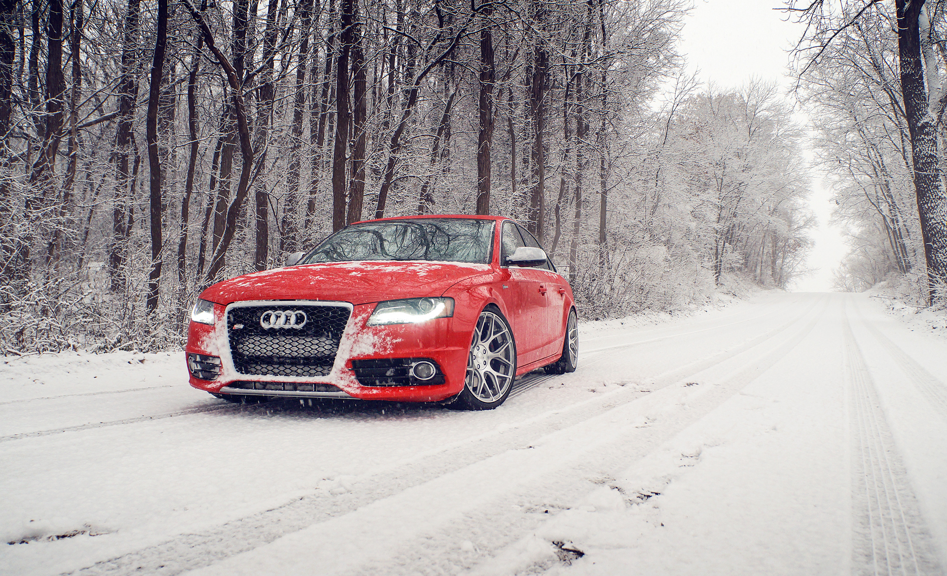 Audi S4 Audi Luxury Car Car Vehicle Red Car Winter Snow Snowfall 1920x1168
